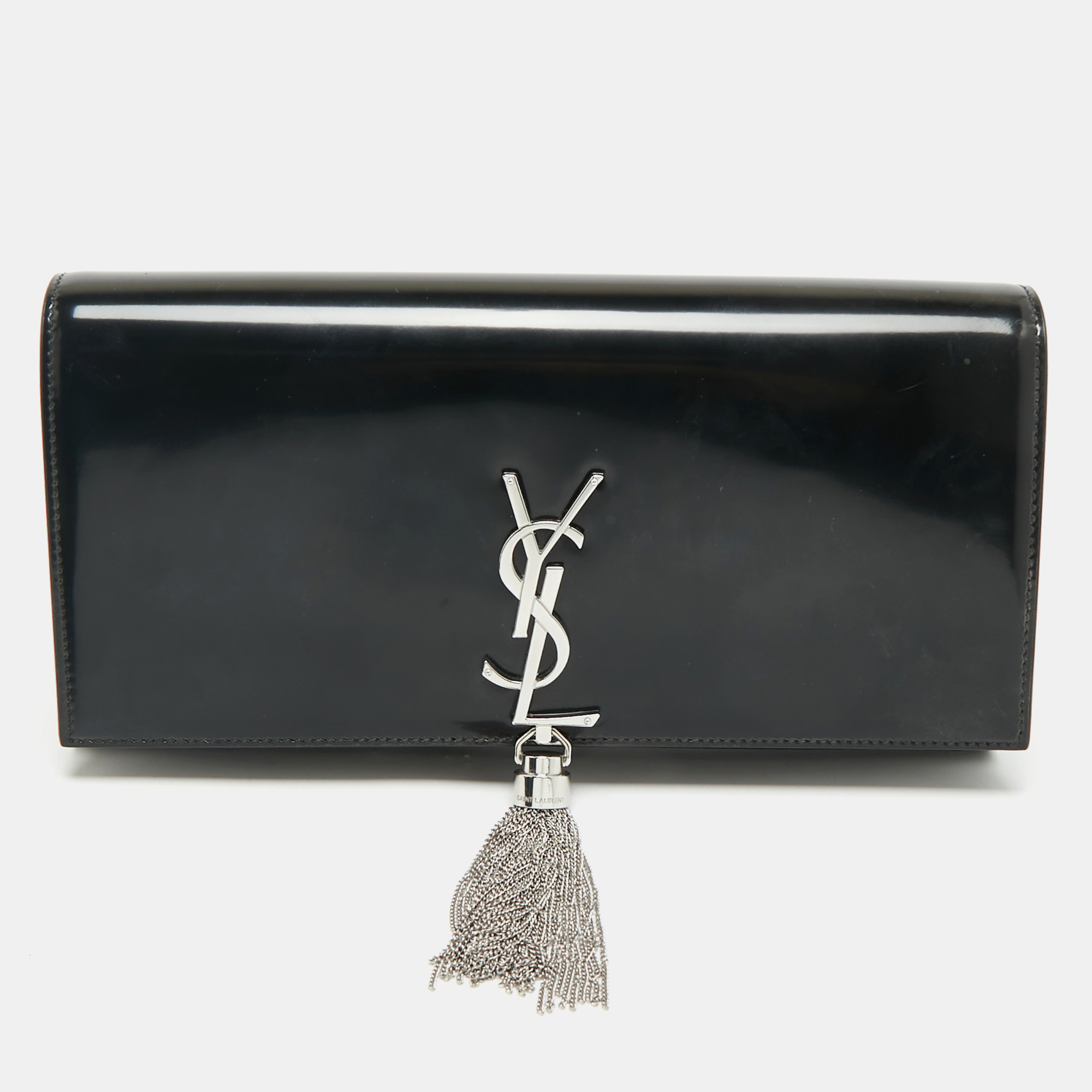 

Saint Laurent Black Patent Leather Kate Tassel Clutch