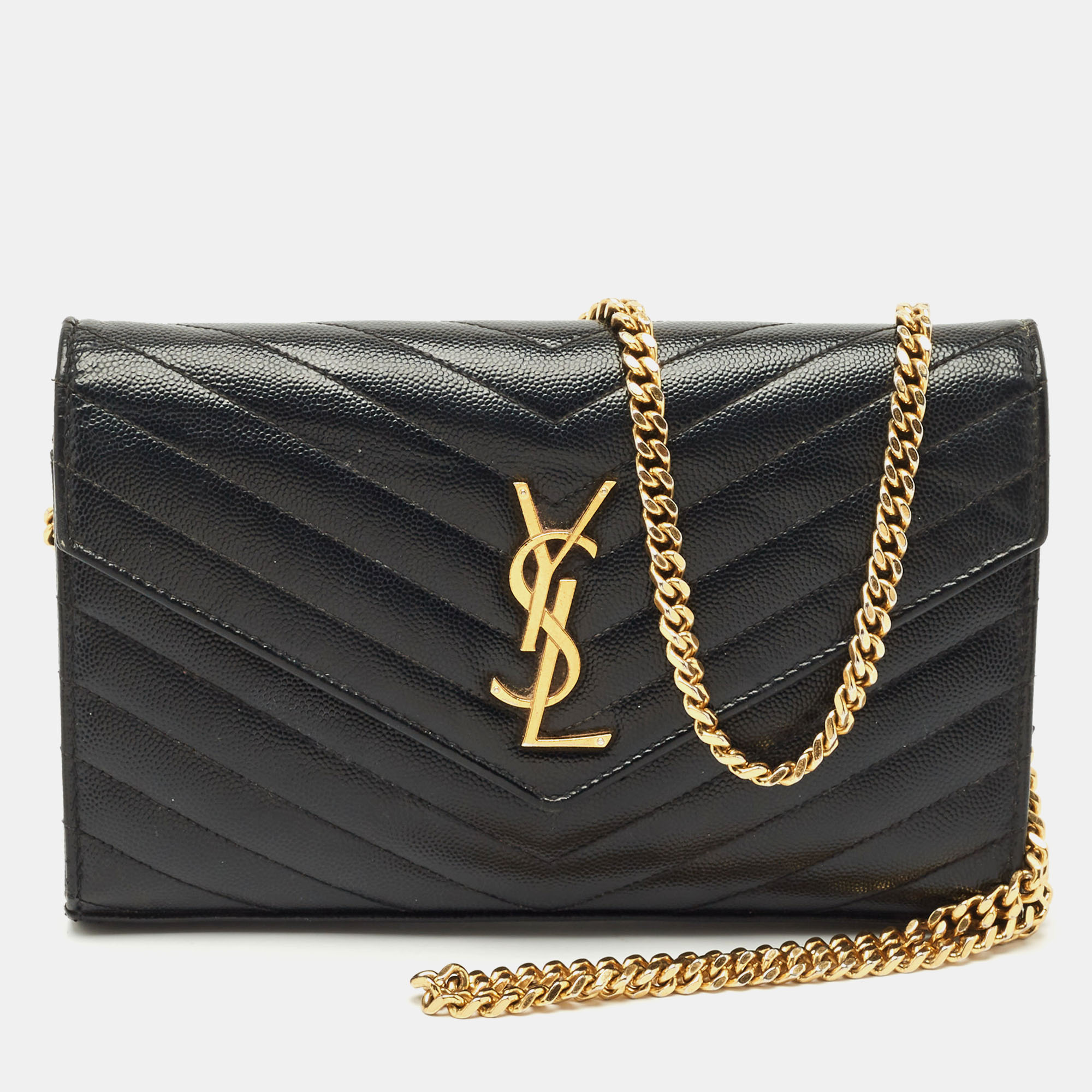 

Saint Laurent Black Matelassé Leather Mini Envelope Shoulder Bag, Pink