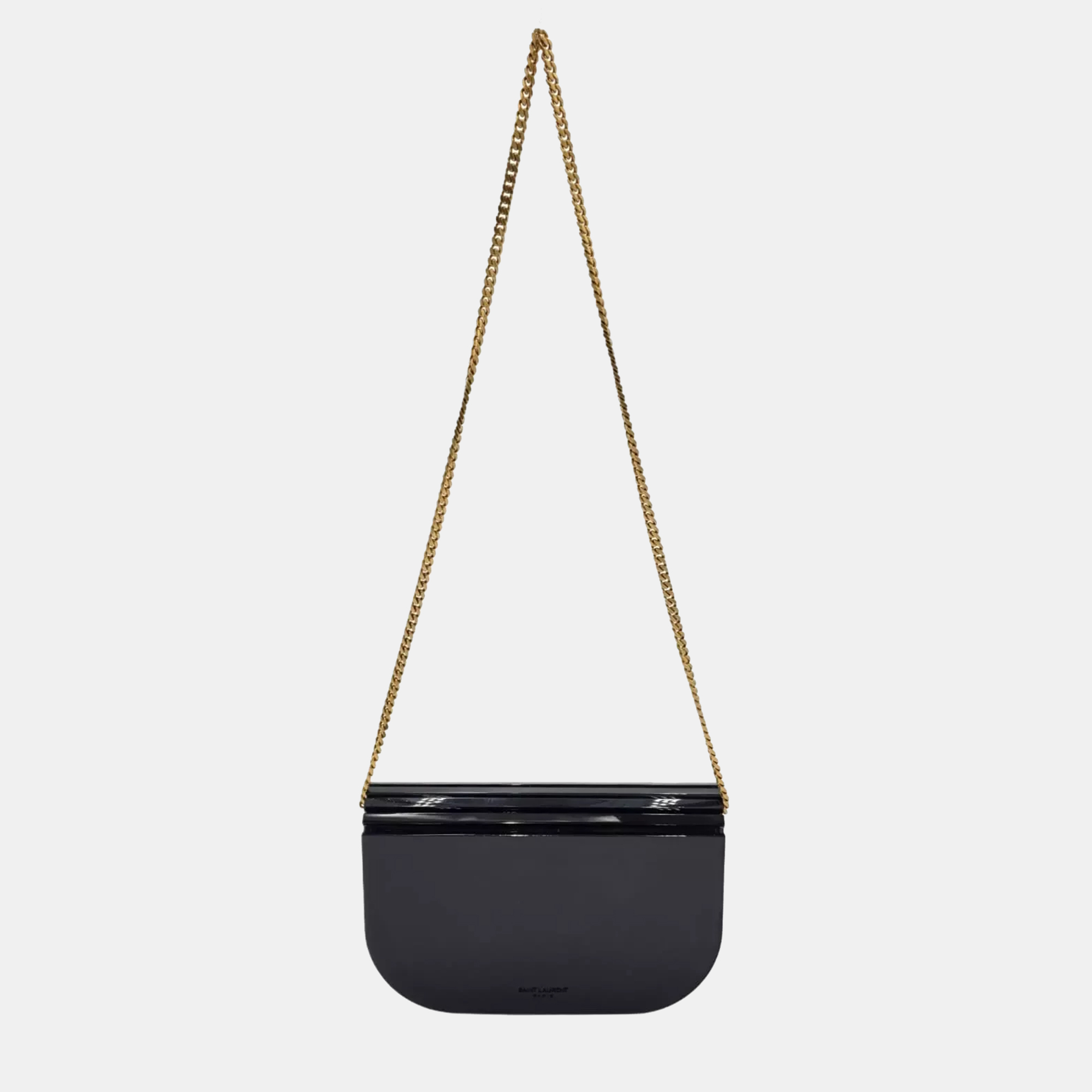 Pre-owned Saint Laurent Black Plexiglass Leather Mini Shoulder Bag