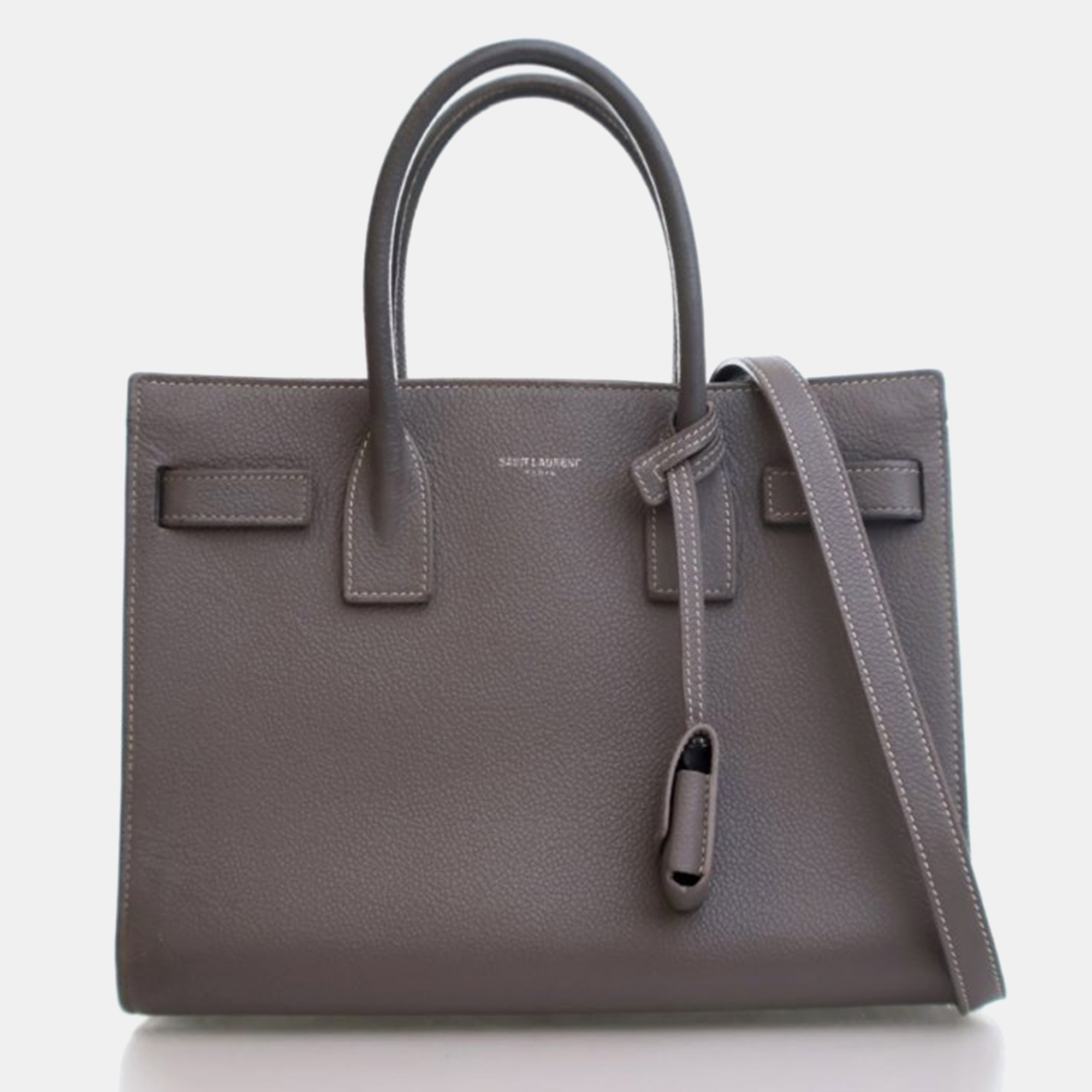 

Saint Laurent Sac de Jour Baby Calfskin Leather Handbag, Grey
