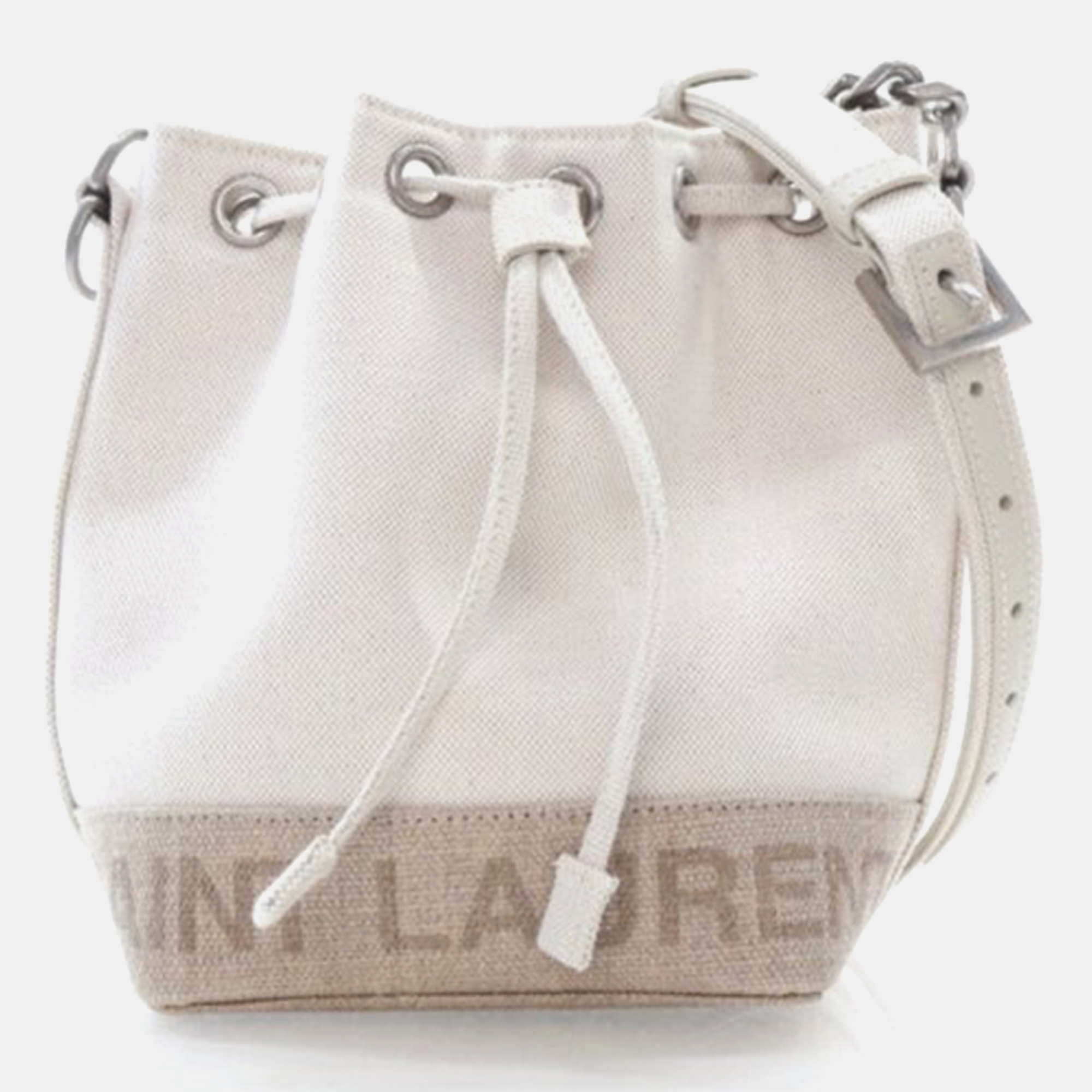 Pre-owned Saint Laurent Canvas Rive Gauche Bucket Bag In Sand