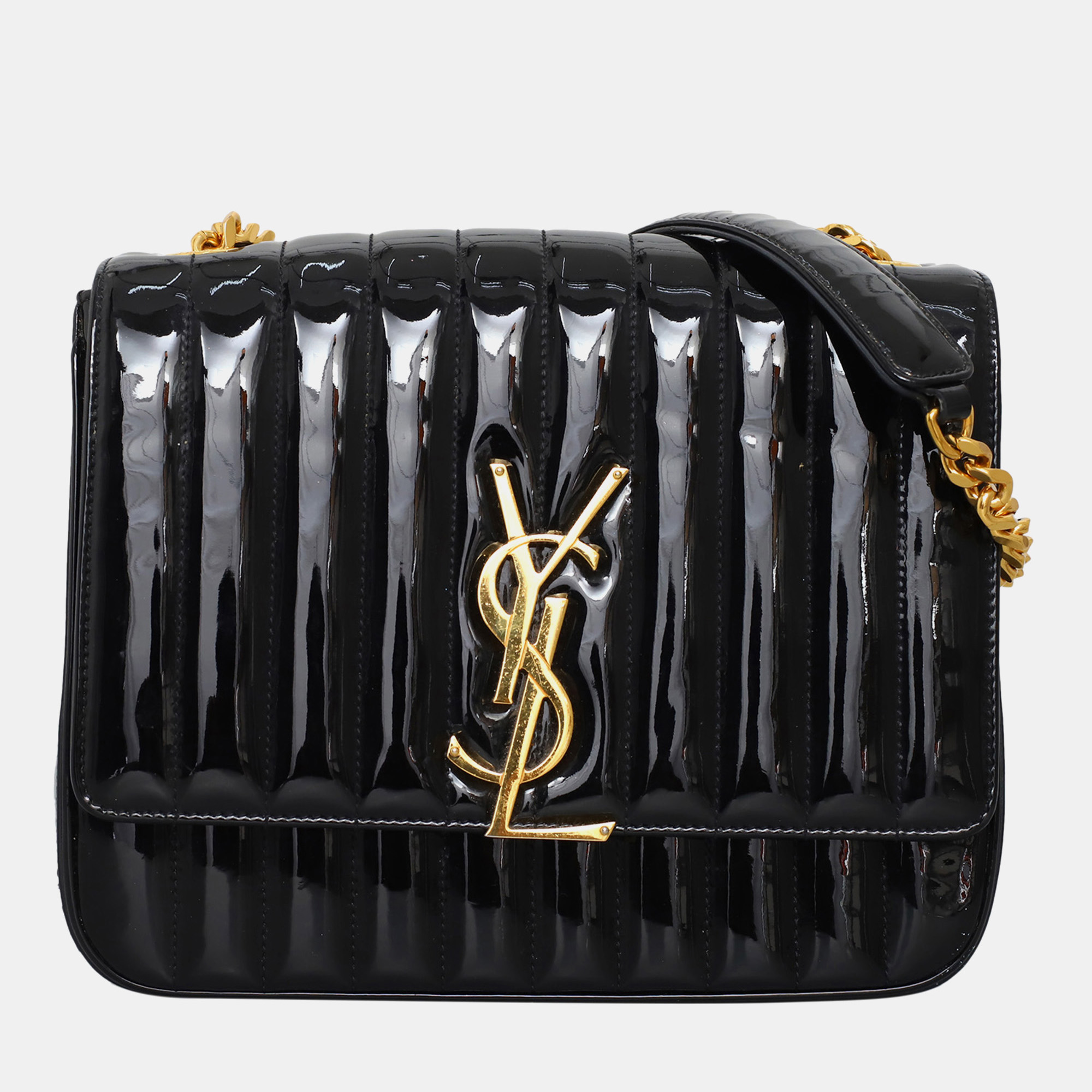 

Saint Laurent Paris Patent Leather Chain Crossbody Bag, Black