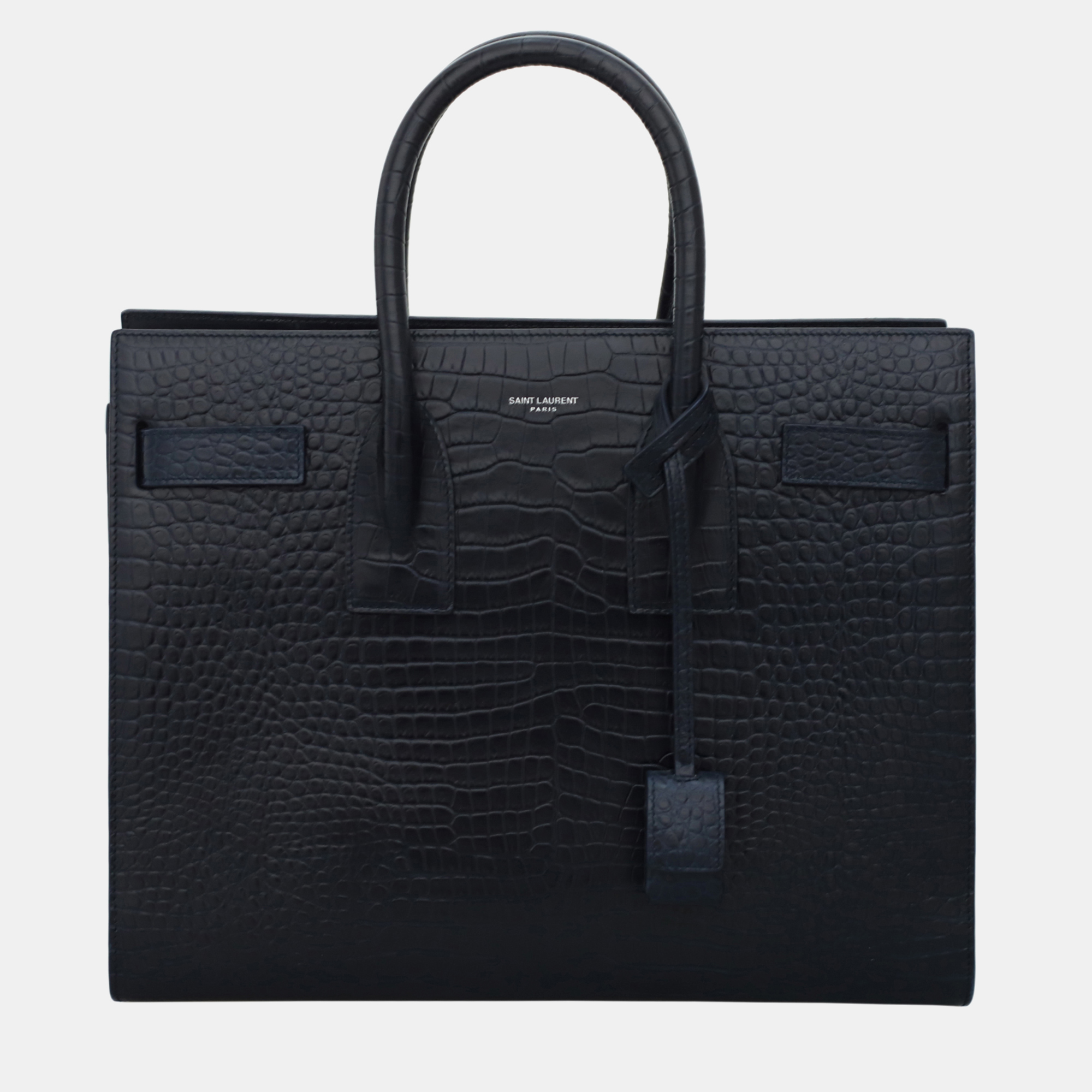 

Saint Laurent Paris Small Sac de Jour Croco-Embossed Bag, Black