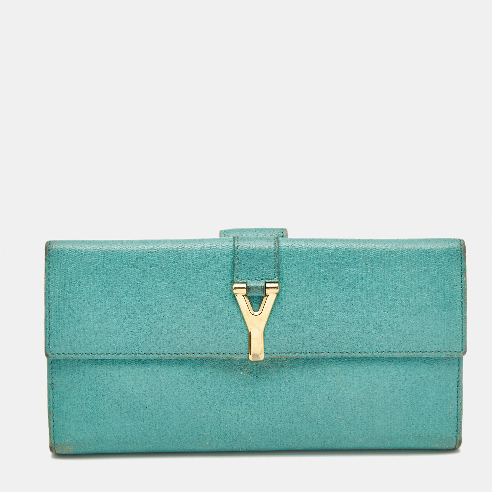 

Saint Laurent Green Leather Y-Ligne Flap Wallet