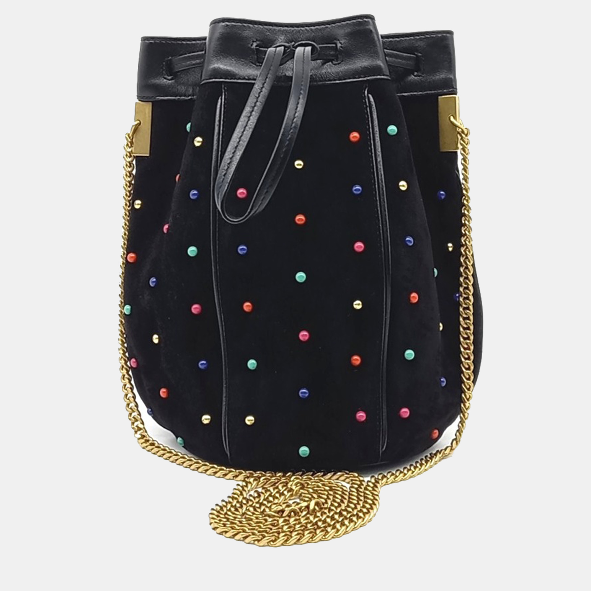 Pre-owned Saint Laurent Black Suede Talita Bucket Chain Crossbody Bag
