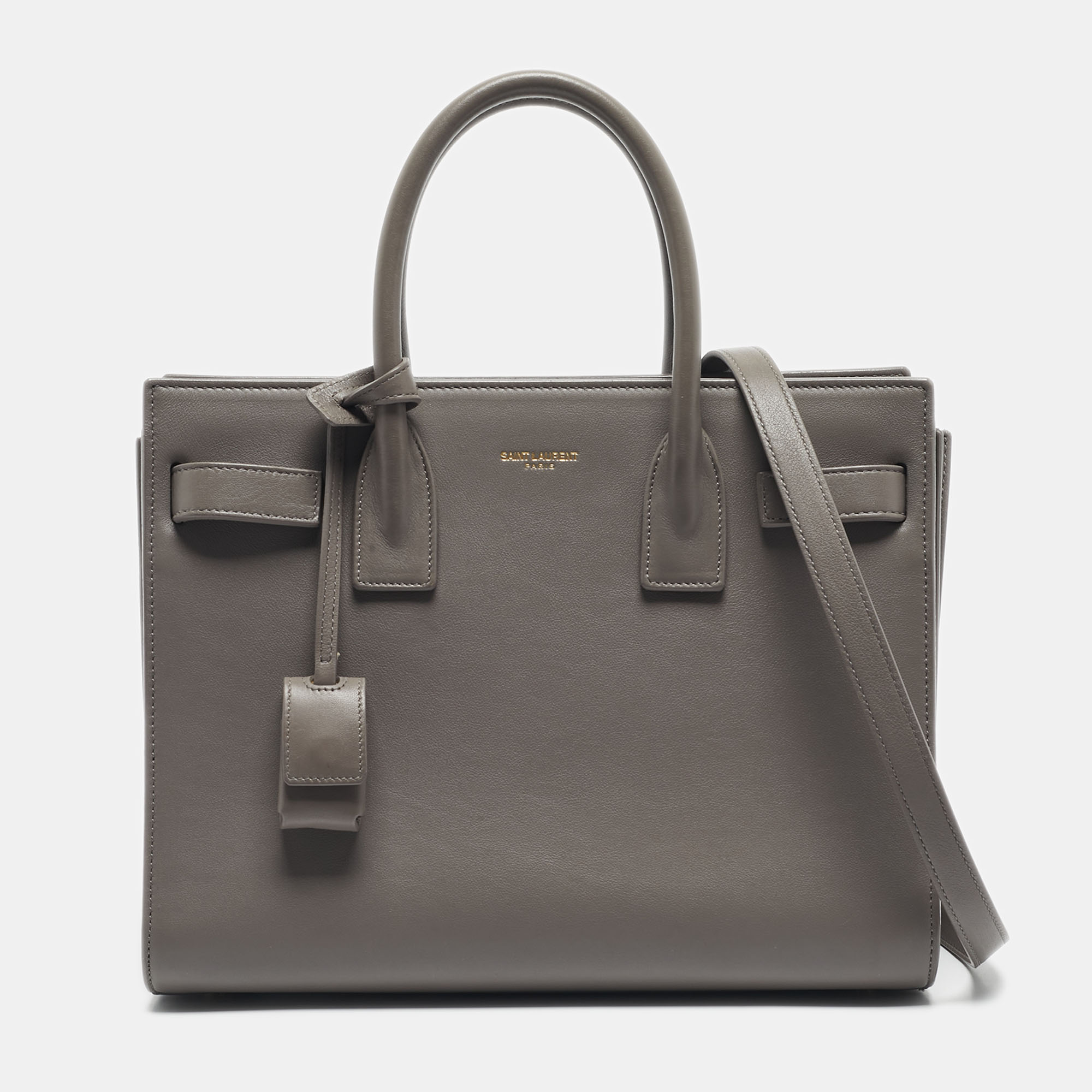 

Saint Laurent Grey Leather Baby Classic Sac De Jour Tote