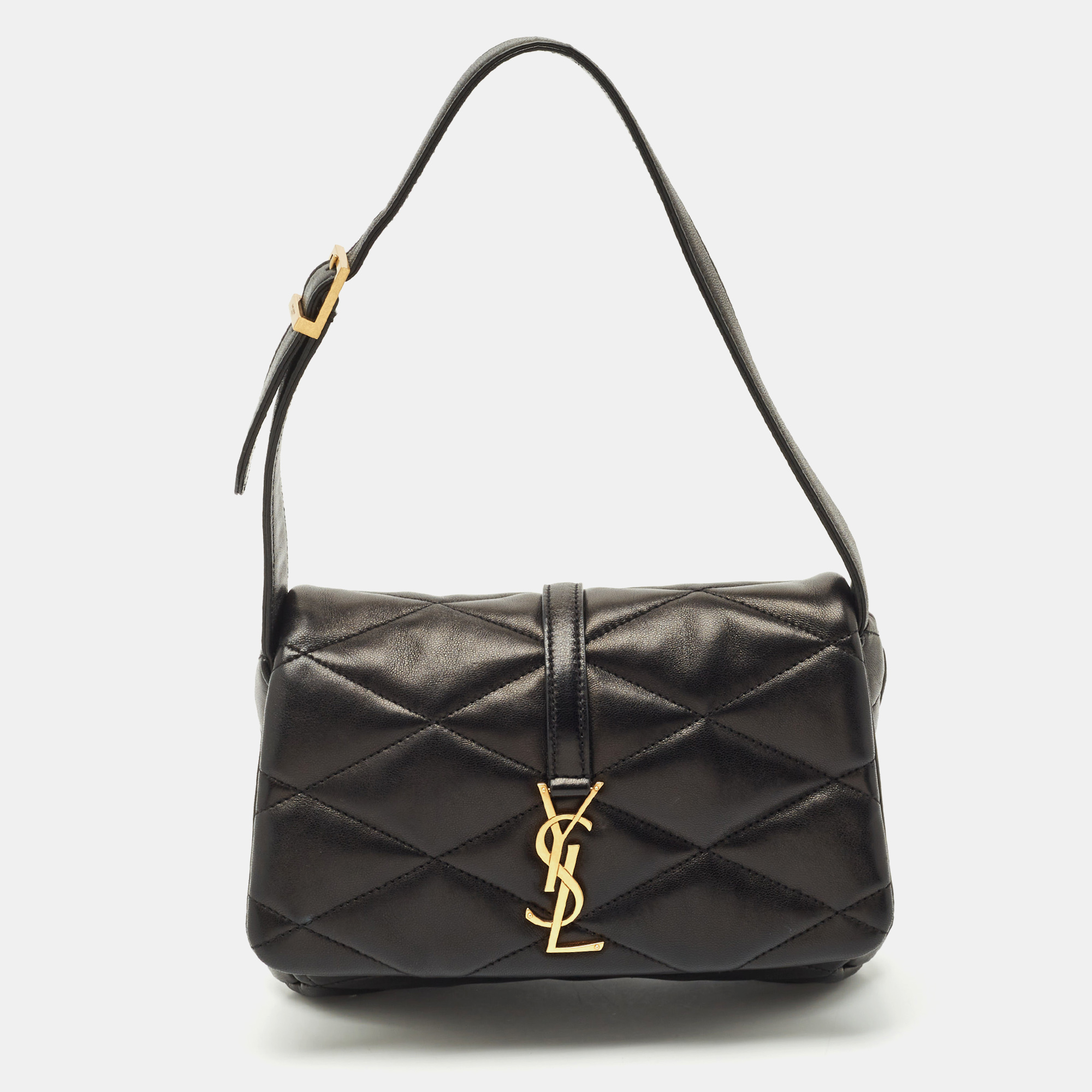 

Saint Laurent Black Diamond Quilt Leather Le 57 Flap Hobo