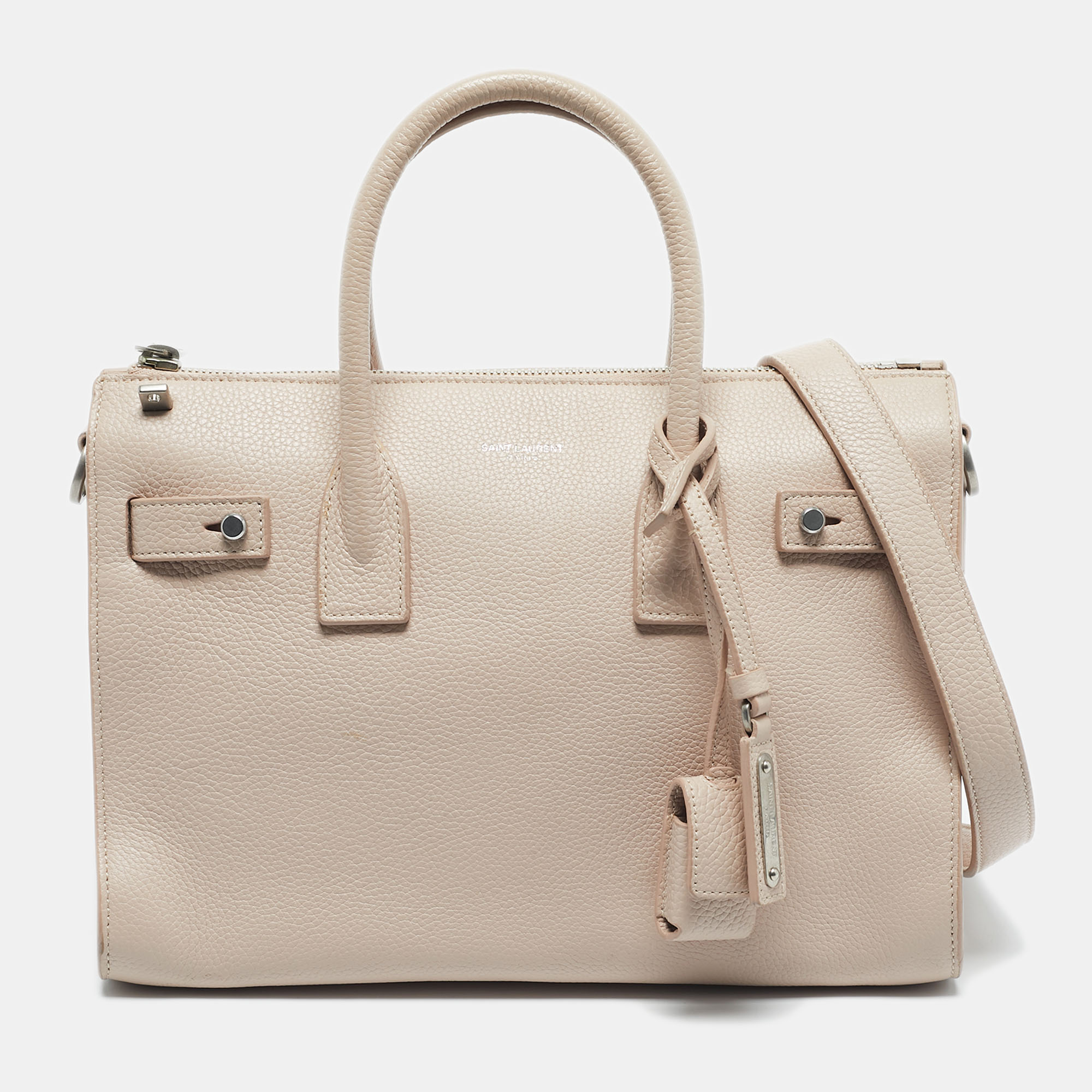 

Saint Laurent Light Pink Leather Baby Sac De Jour Souple Tote