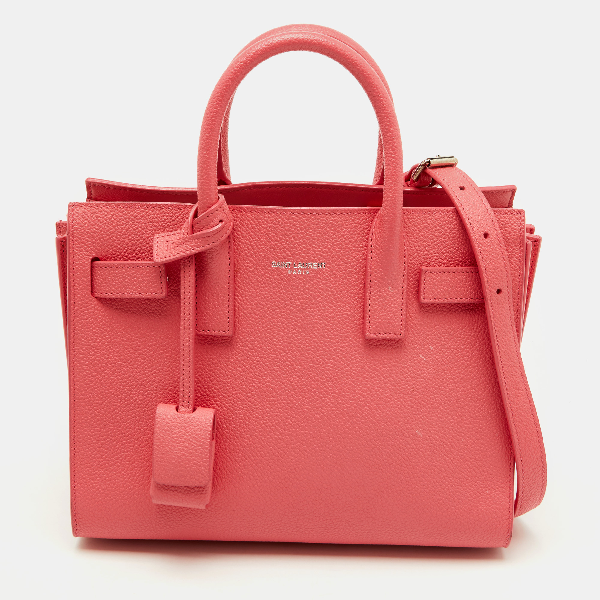 

Saint Laurent Pink Leather Nano Classic Sac De Jour Tote