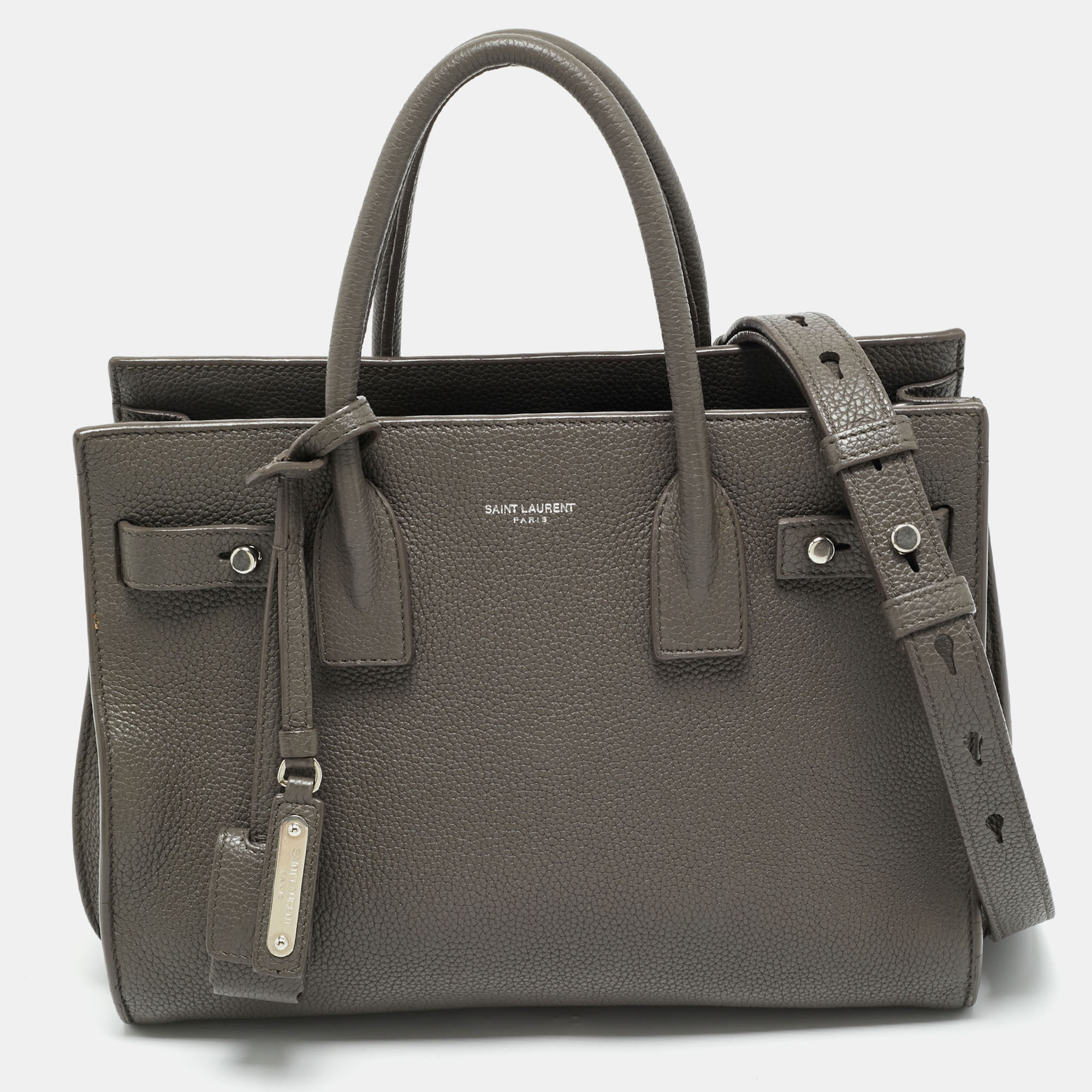 

Saint Laurent Grey Leather Baby Classic Sac De Jour Tote