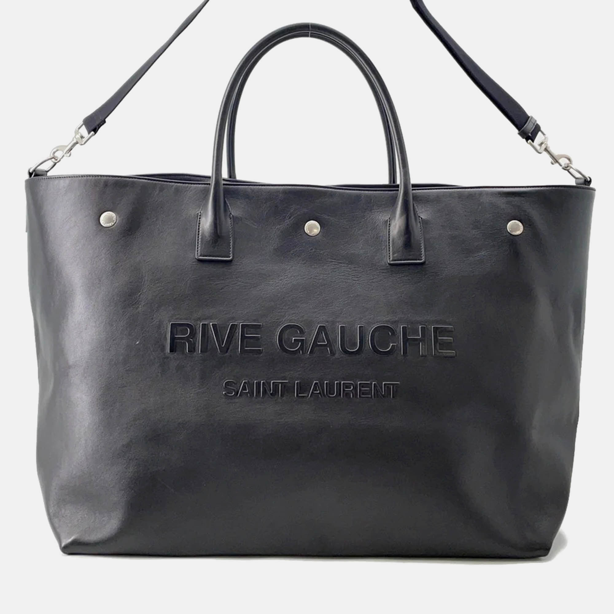 

Saint Laurent Paris Rive Gauche Tote Bag Black Leather