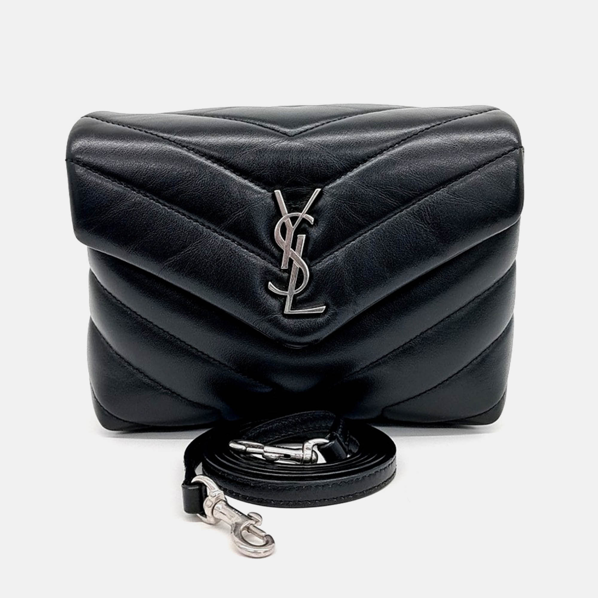 

Saint Laurent Paris Black Leather Monogram Lulu Toy Crossbody Bag