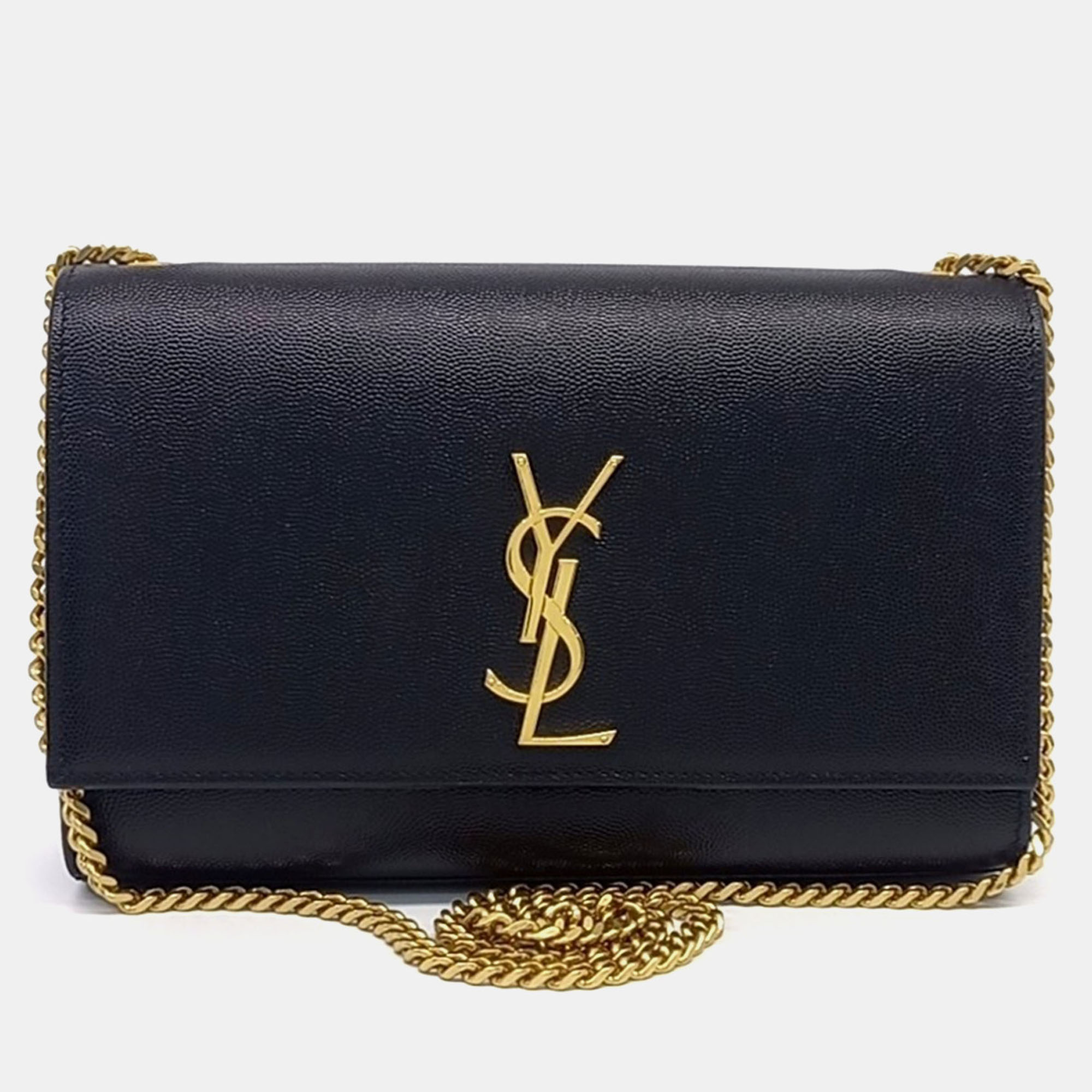 

Saint Laurent Paris Black Leather Monogram Chain Shoulder Bag
