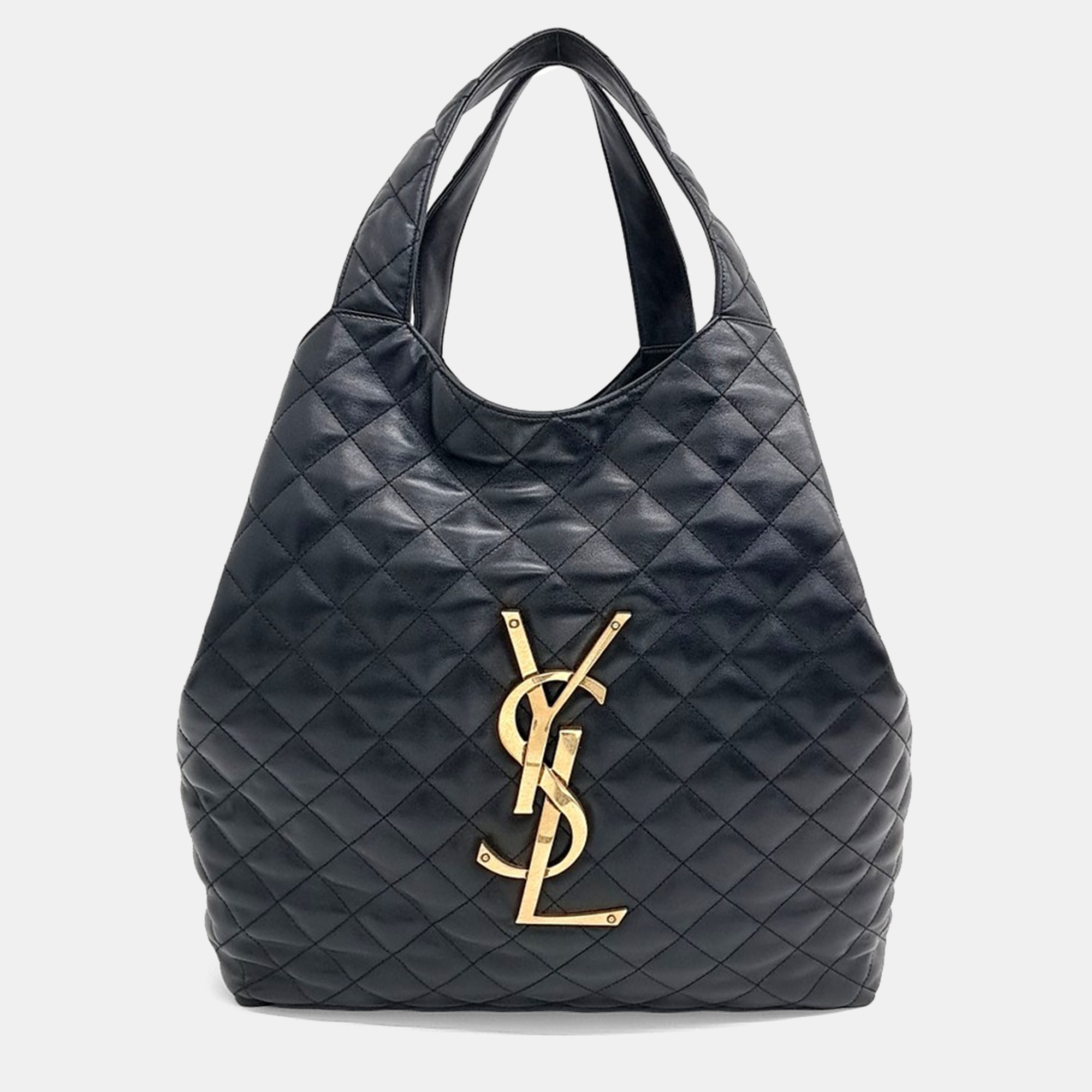 

Saint Laurent Paris Black Leather Eyecare Maxi Shopper Bag