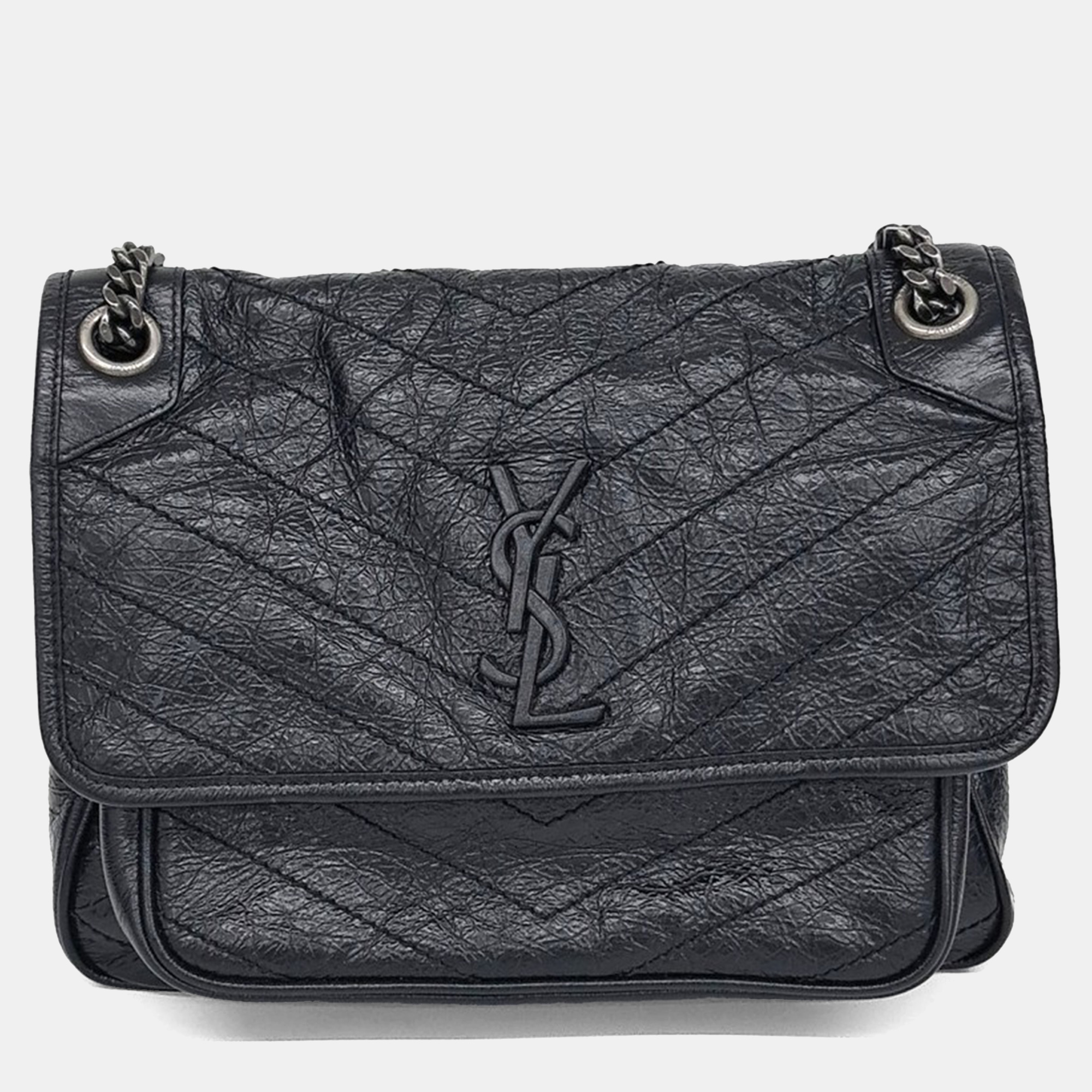

Saint Laurent Paris Black Leather Niki Monogram Shoulder Bag
