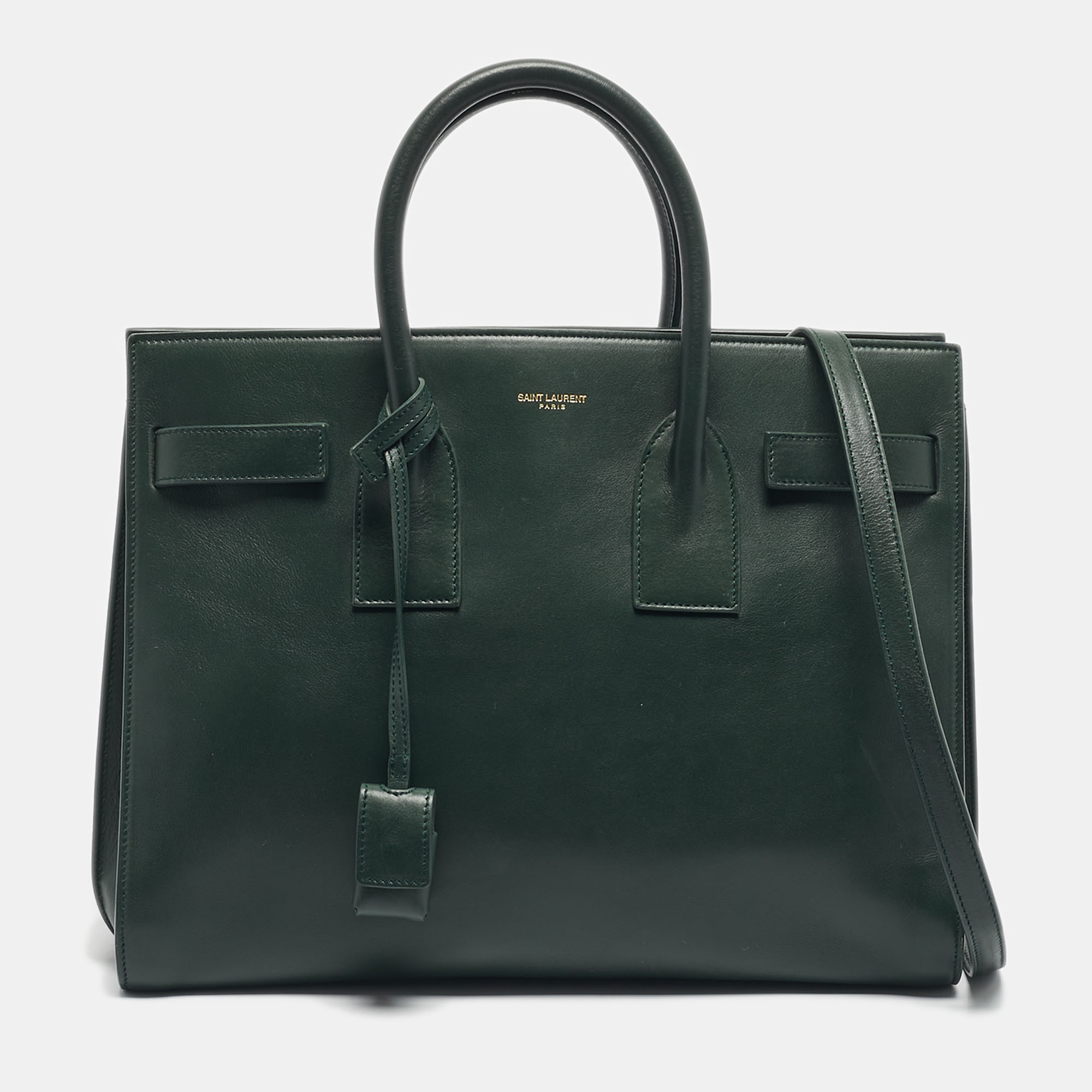 

Saint Laurent Green Leather Small Classic Sac De Jour Tote