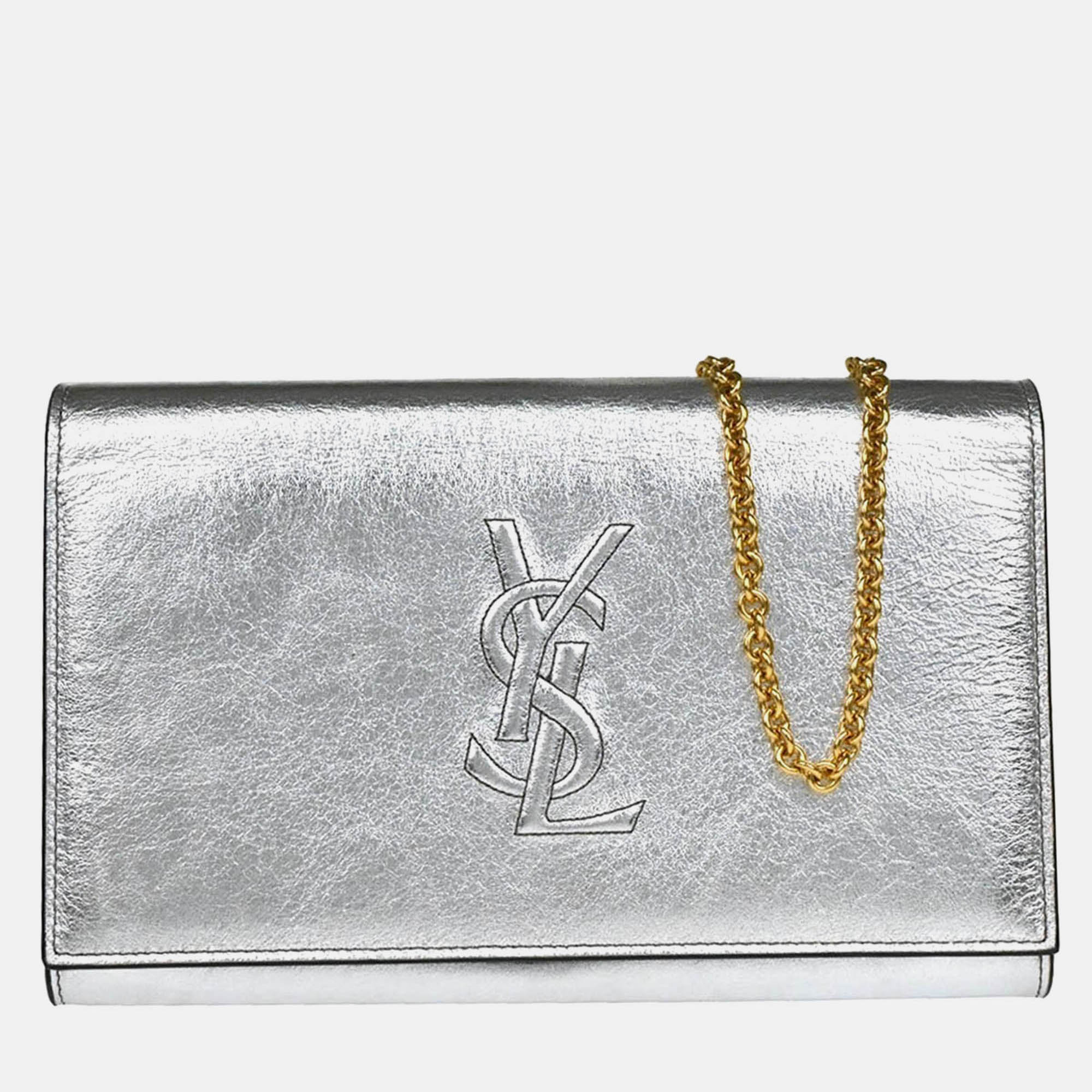 

Yves Saint Laurent Metallic Silver Leather Belle de Jour WOC