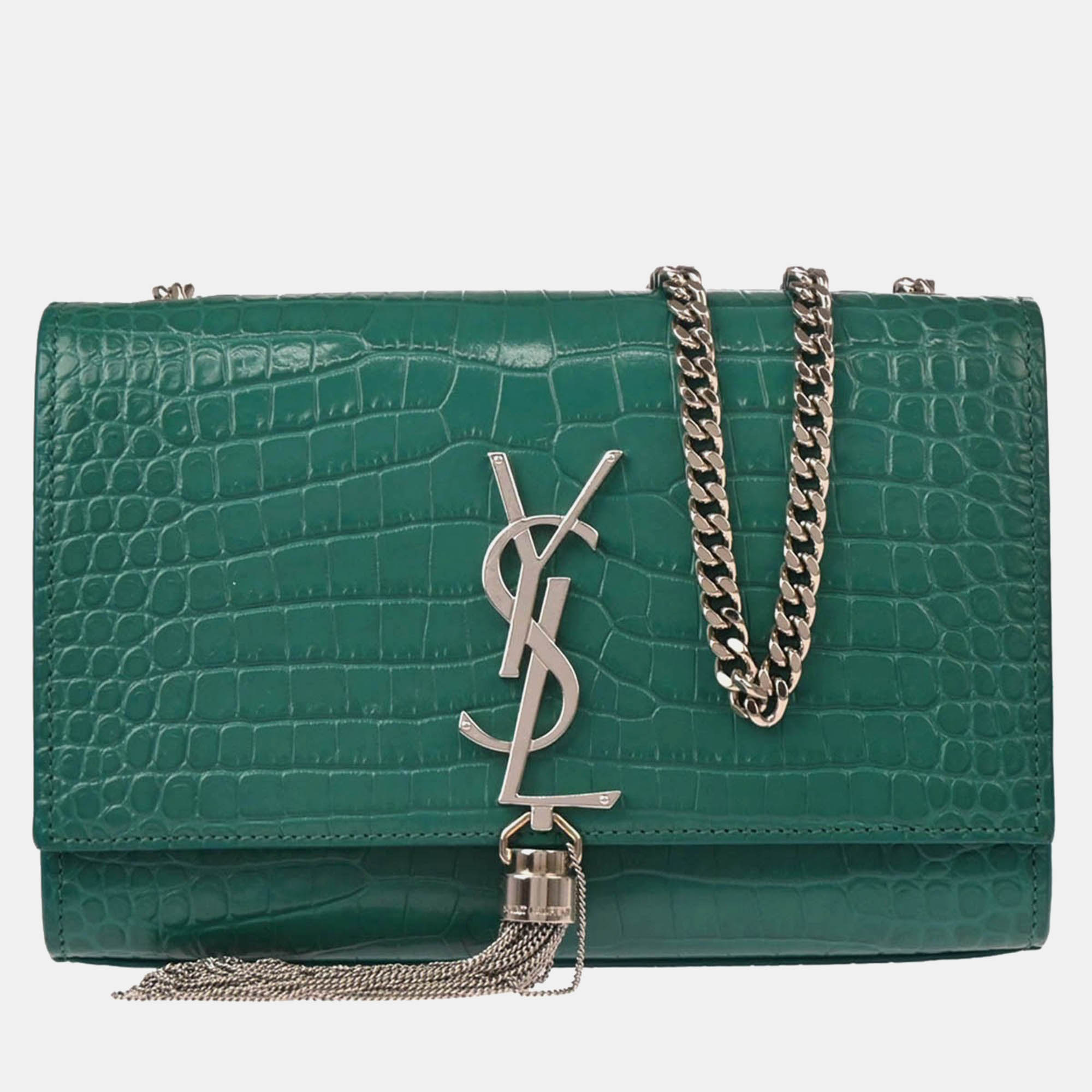

Saint Laurent Paris Kate Green Embossed Leather Shoulder Bag