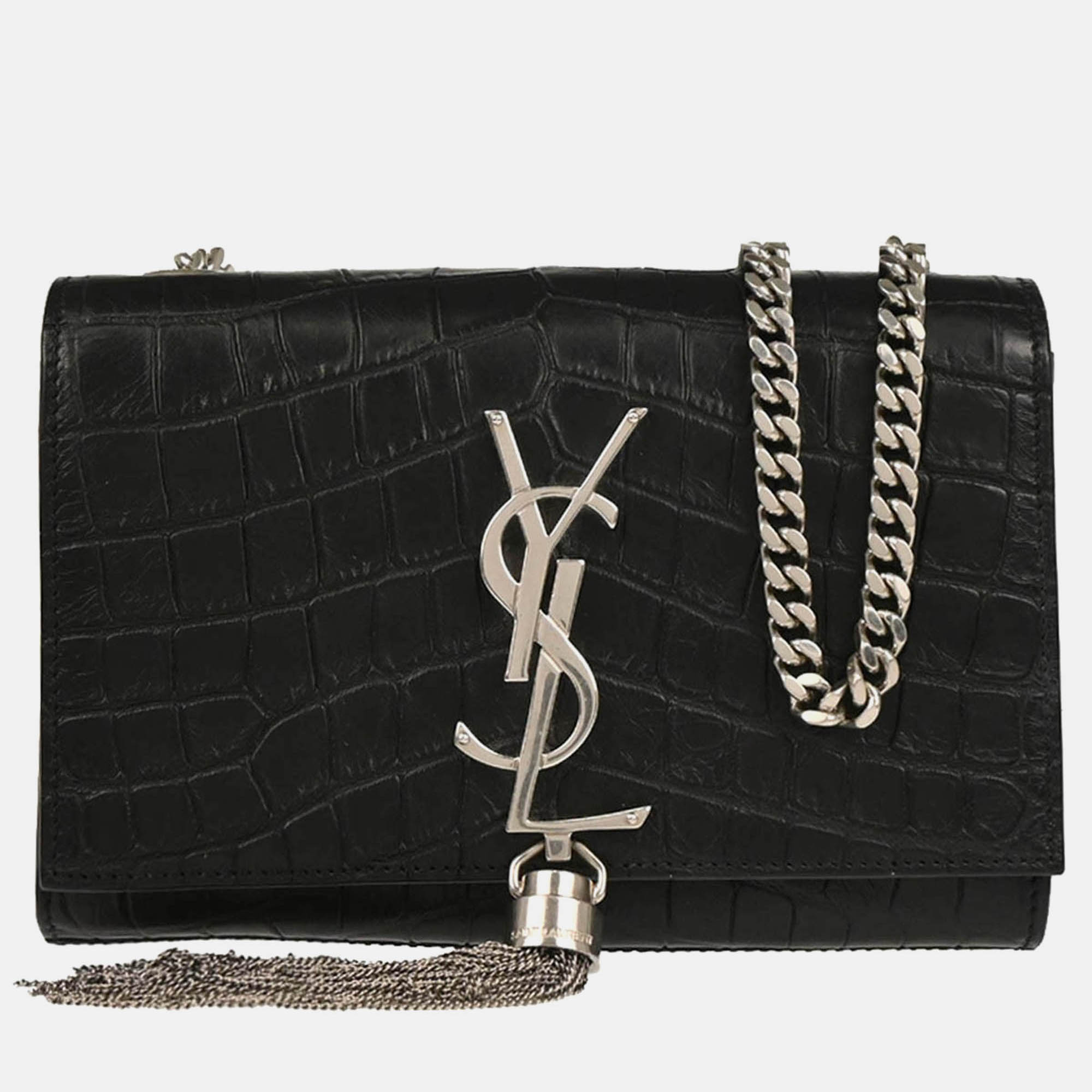 

Saint Laurent Black Embossed Leather Kate Shoulder Bag