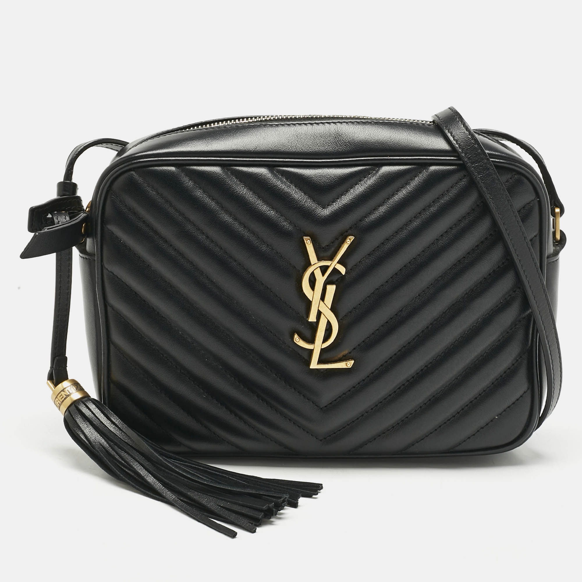 

Saint Laurent Black Matelassé Leather Lou Camera Crossbody Bag