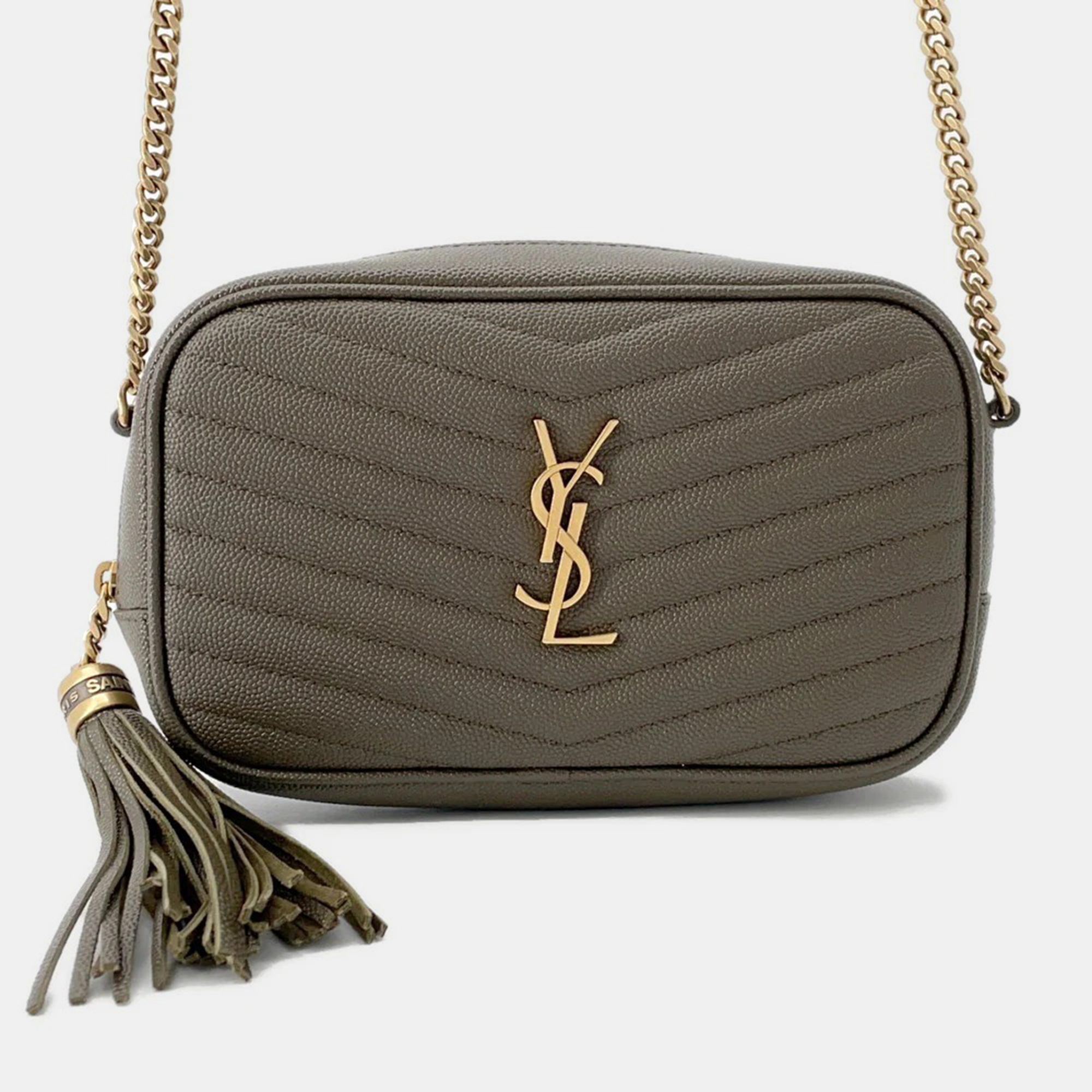 

Saint Laurent Paris Lou Tassel Khaki Leather Shoulder Bag, Brown