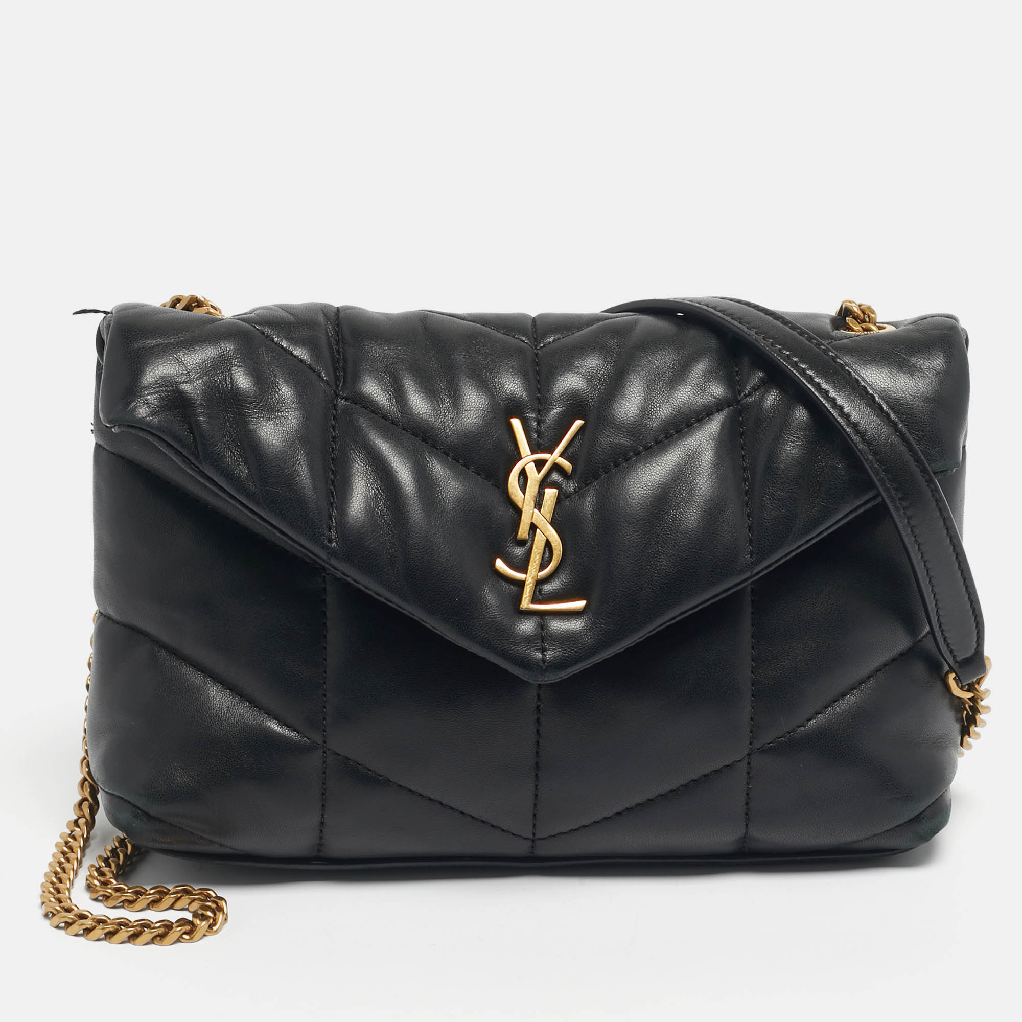 

Saint Laurent Black Leather Mini Puffer Toy Flap Bag