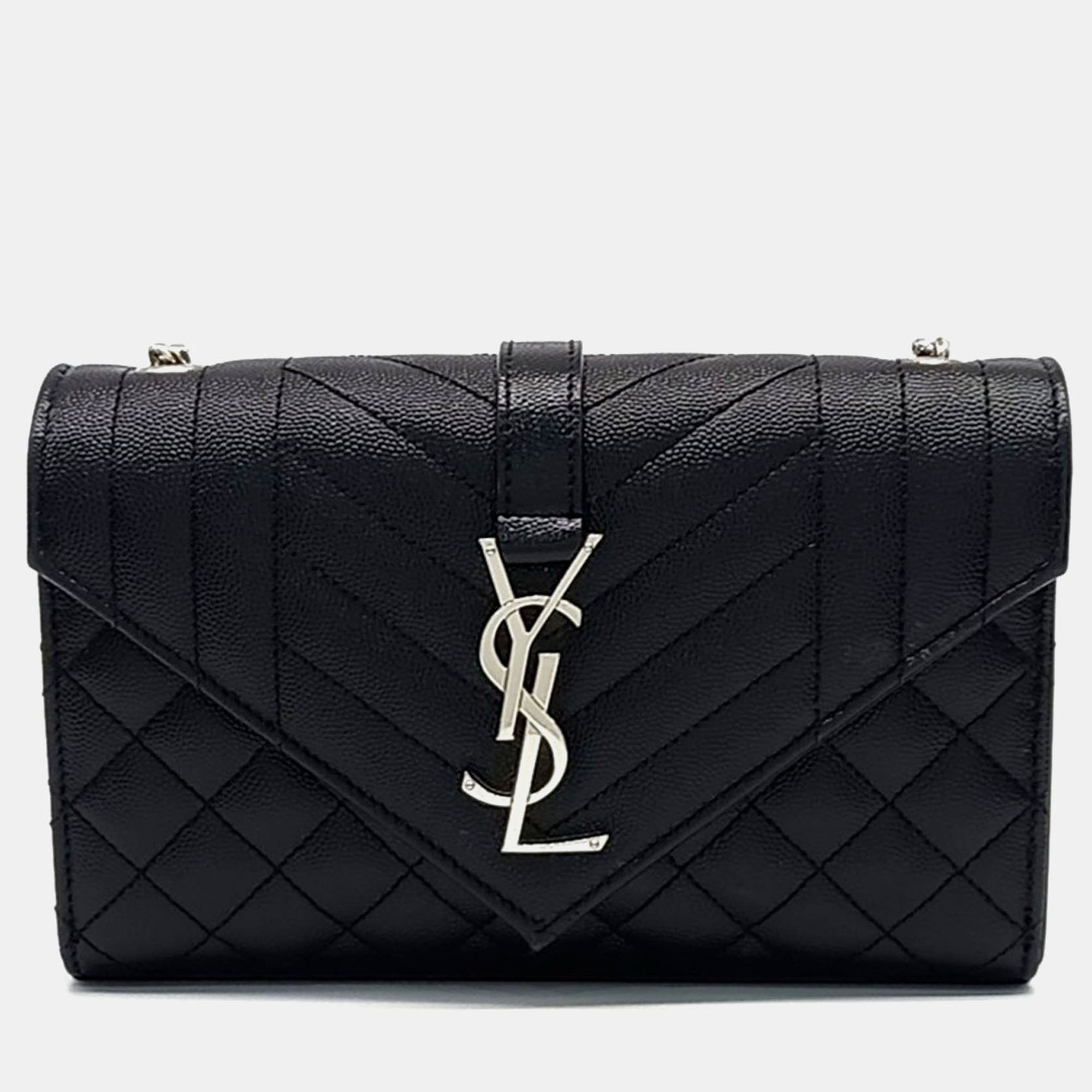 

Saint Laurent Paris Black Leather Monogram Chain Shoulder Bag