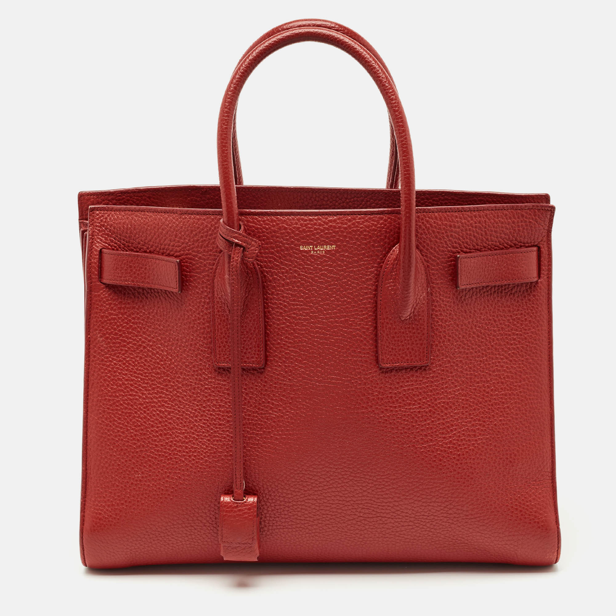 Pre-owned Saint Laurent Red Grained Leather Large Classic Sac De Jour Tote