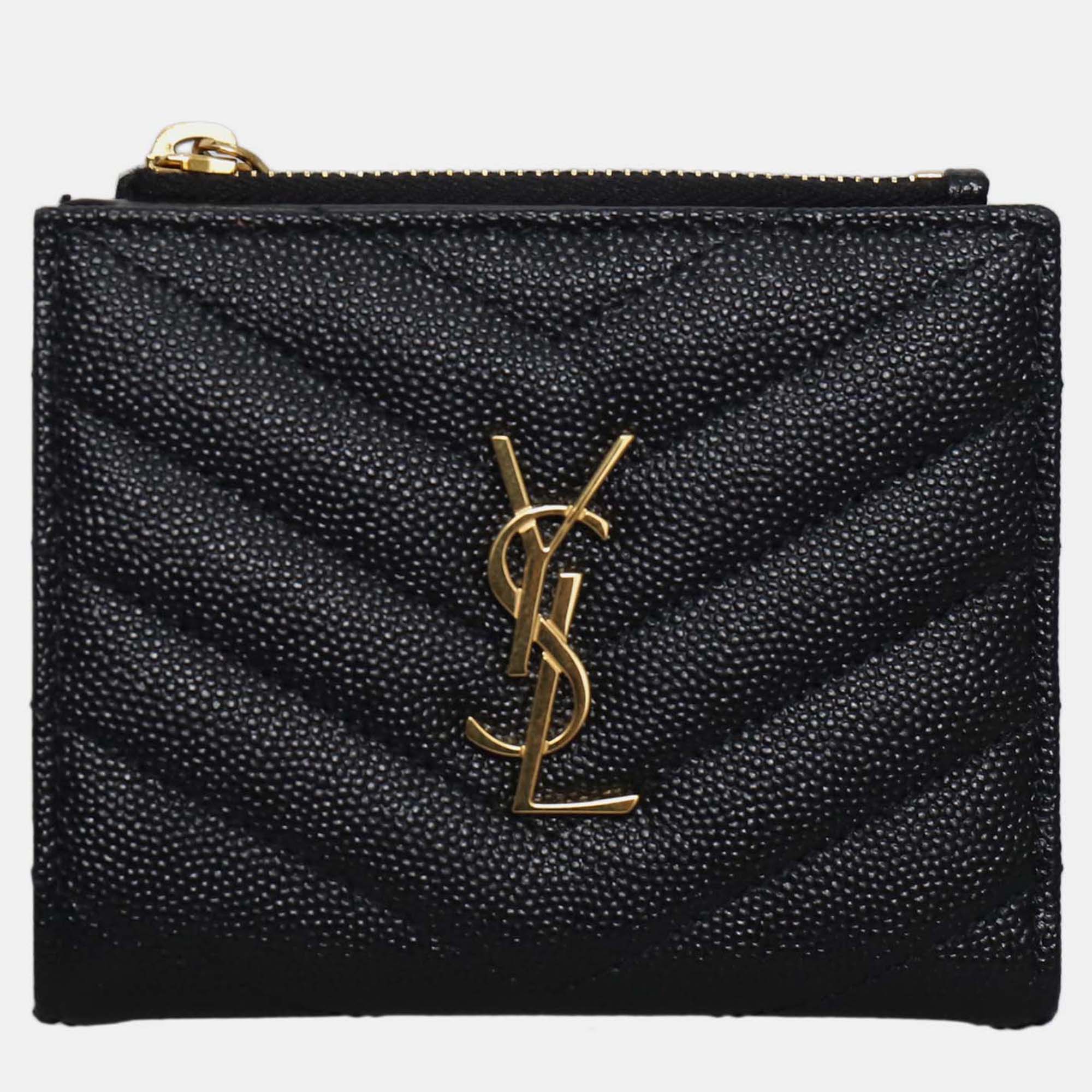 

Saint Laurent Paris Cassandre Leather Bifold Wallet, Black