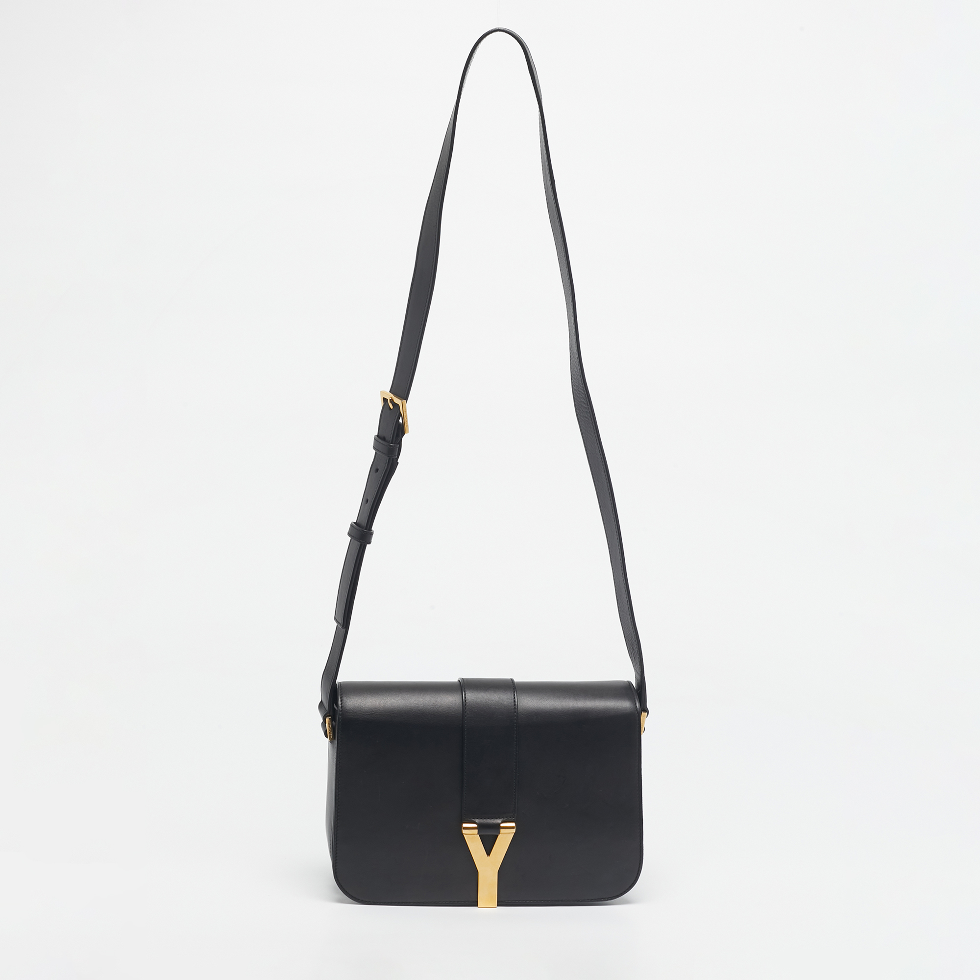 

Saint Laurent Black Leather Ligne Y Shoulder Bag