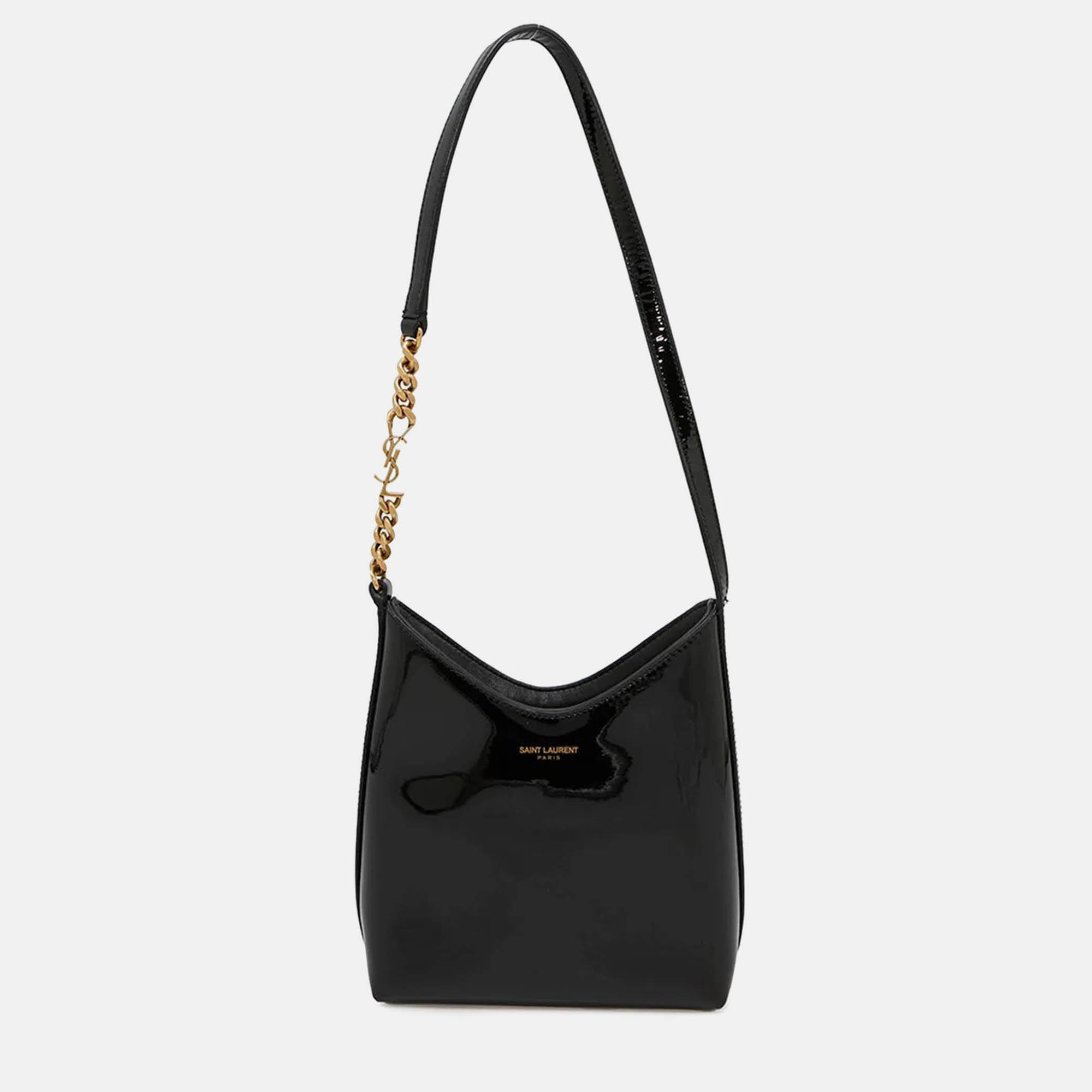 

Saint Laurent Paris Black Patent Leather Shoulder Bag
