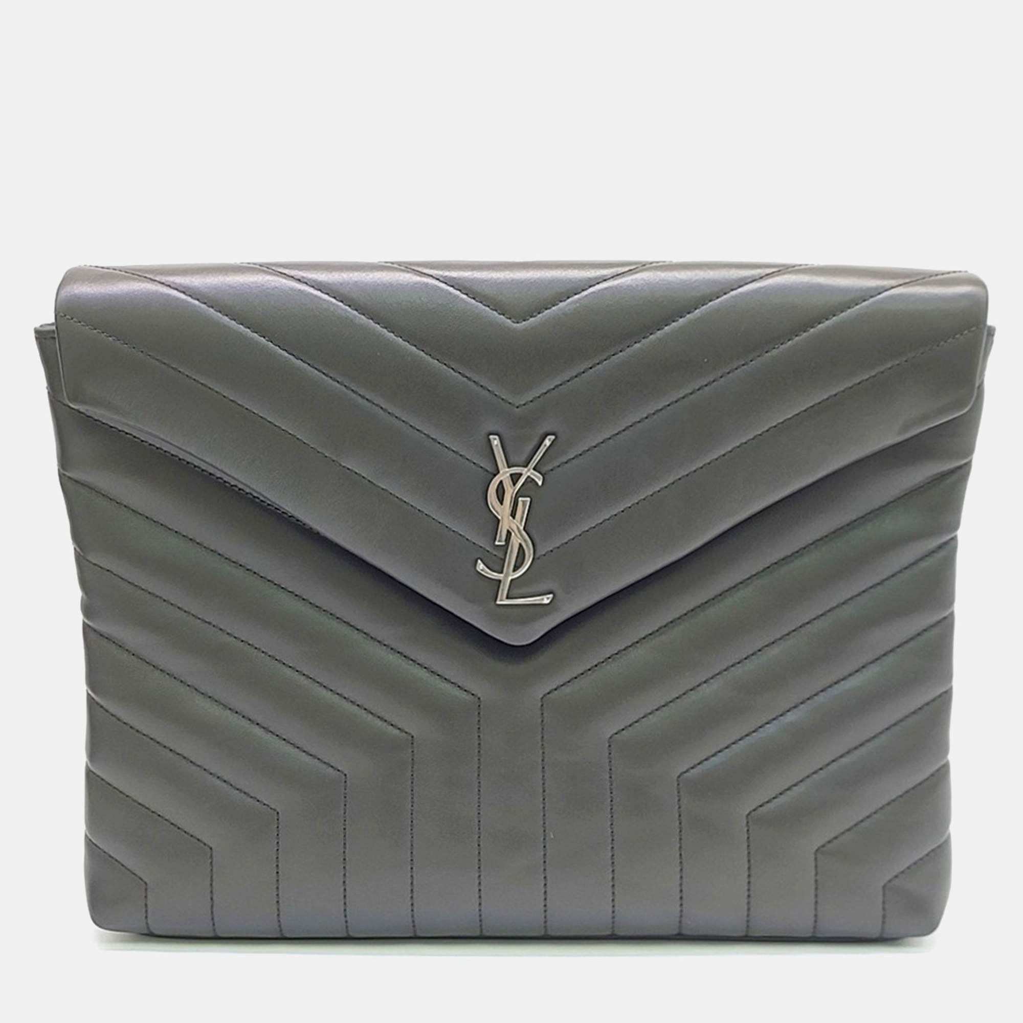 

Saint Laurent Paris Grey Leather Lulu Clutch