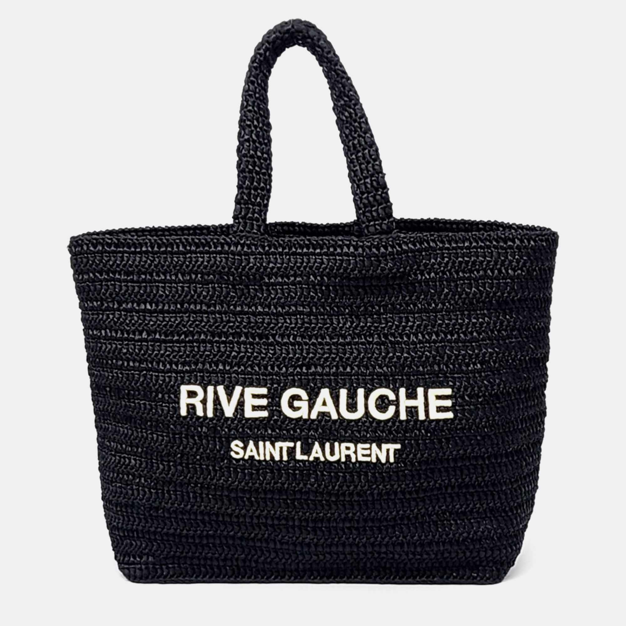 

Saint Laurent Paris Rive Gauche Black Raffia Shoulder Bag