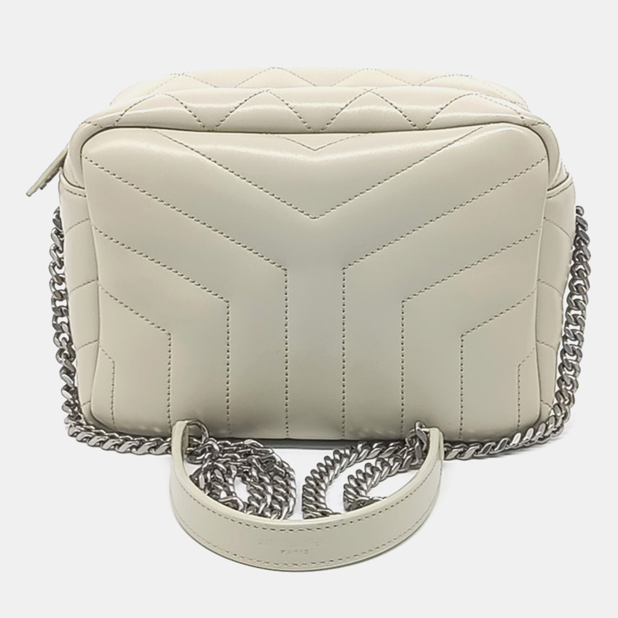 

Saint Laurent Paris Cream Leather Lulu Bowling Crossbody Bag