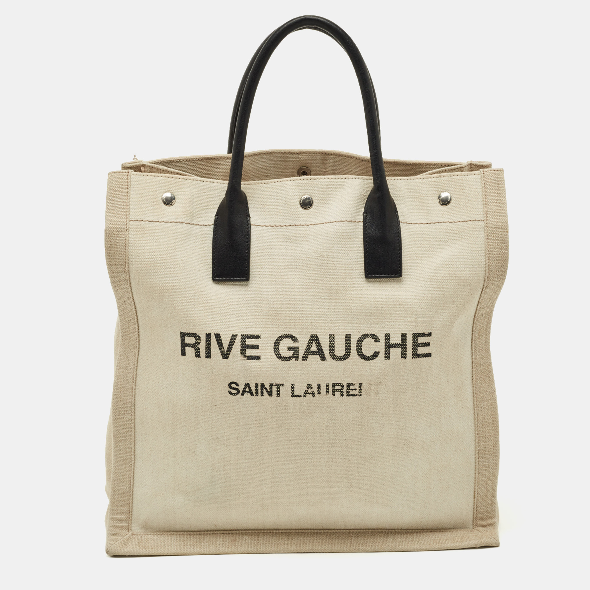 

Saint Laurent Beige Canvas and Leather North South Rive Gauche Tote
