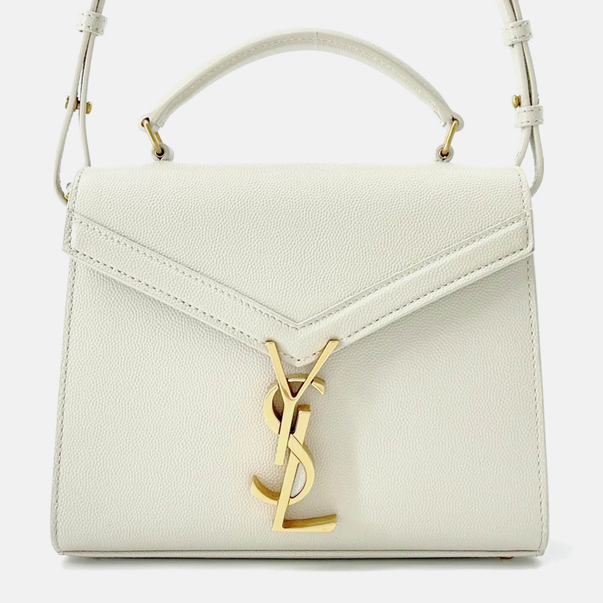 

Saint Laurent Paris Cassandra Ivory Leather 2 Way Handbag, White