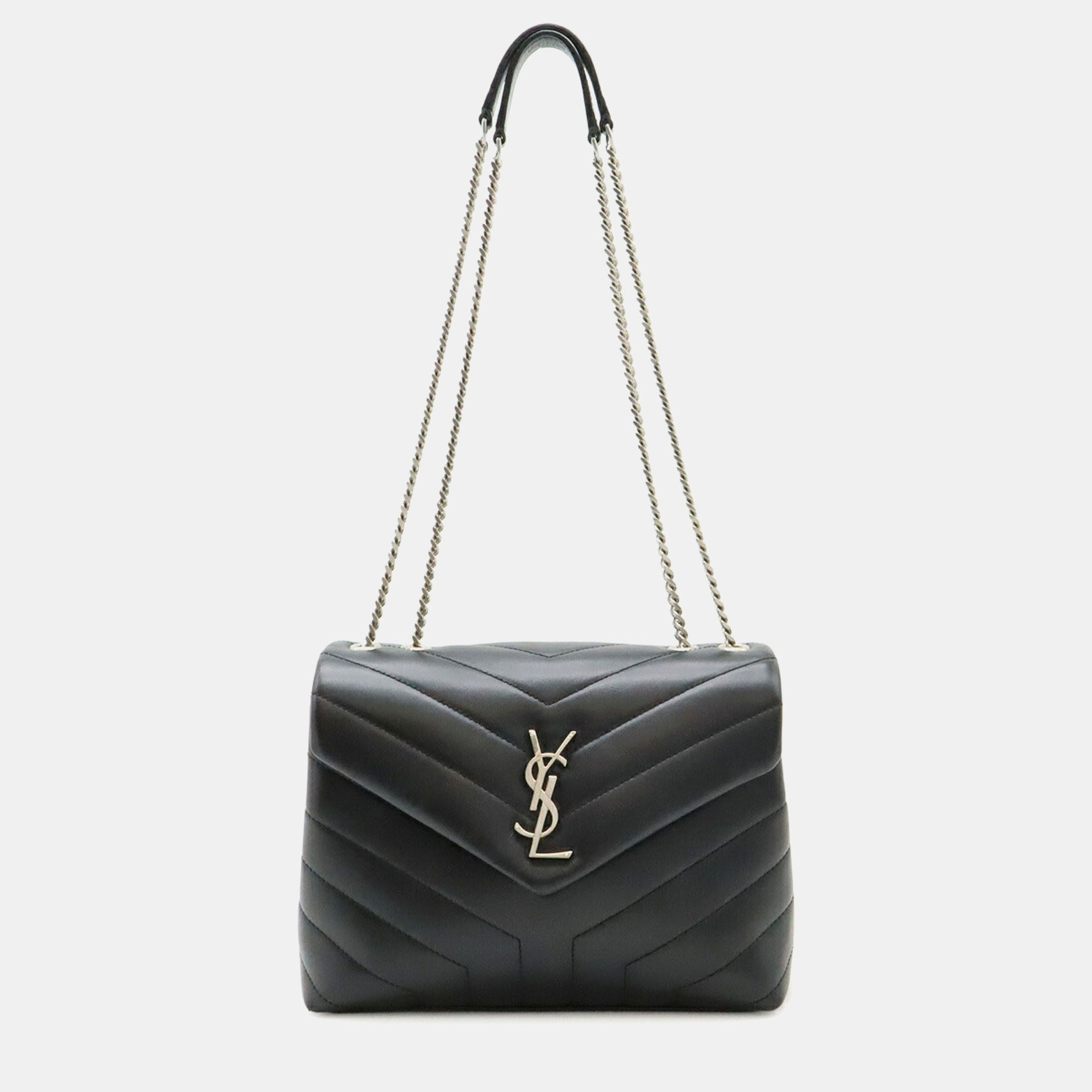 

Yves Saint Laurent Lulu Chain Shoulder Bag In Y-Quilted Leather Black