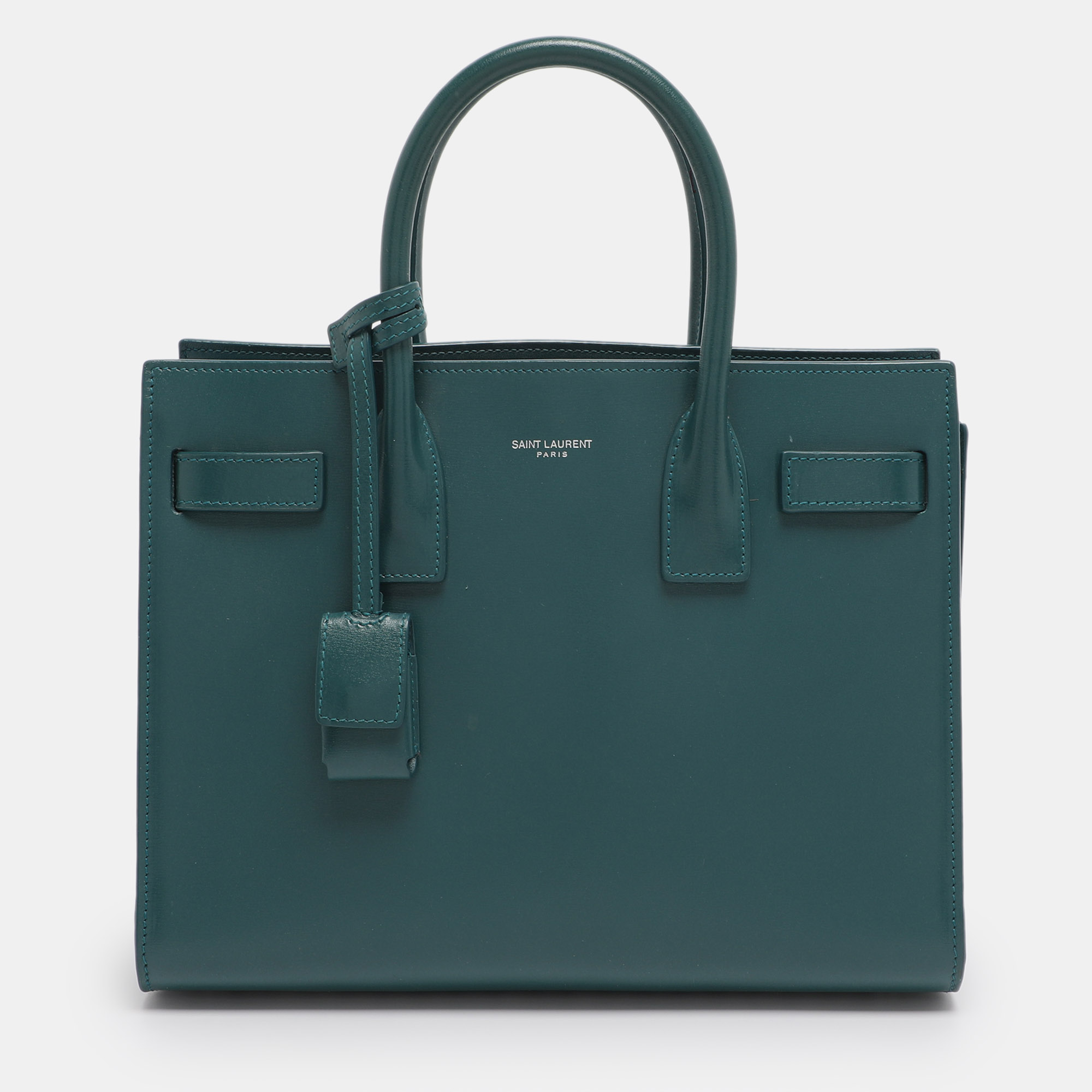 

Saint Laurent Green Leather Baby Classic Sac De Jour Tote
