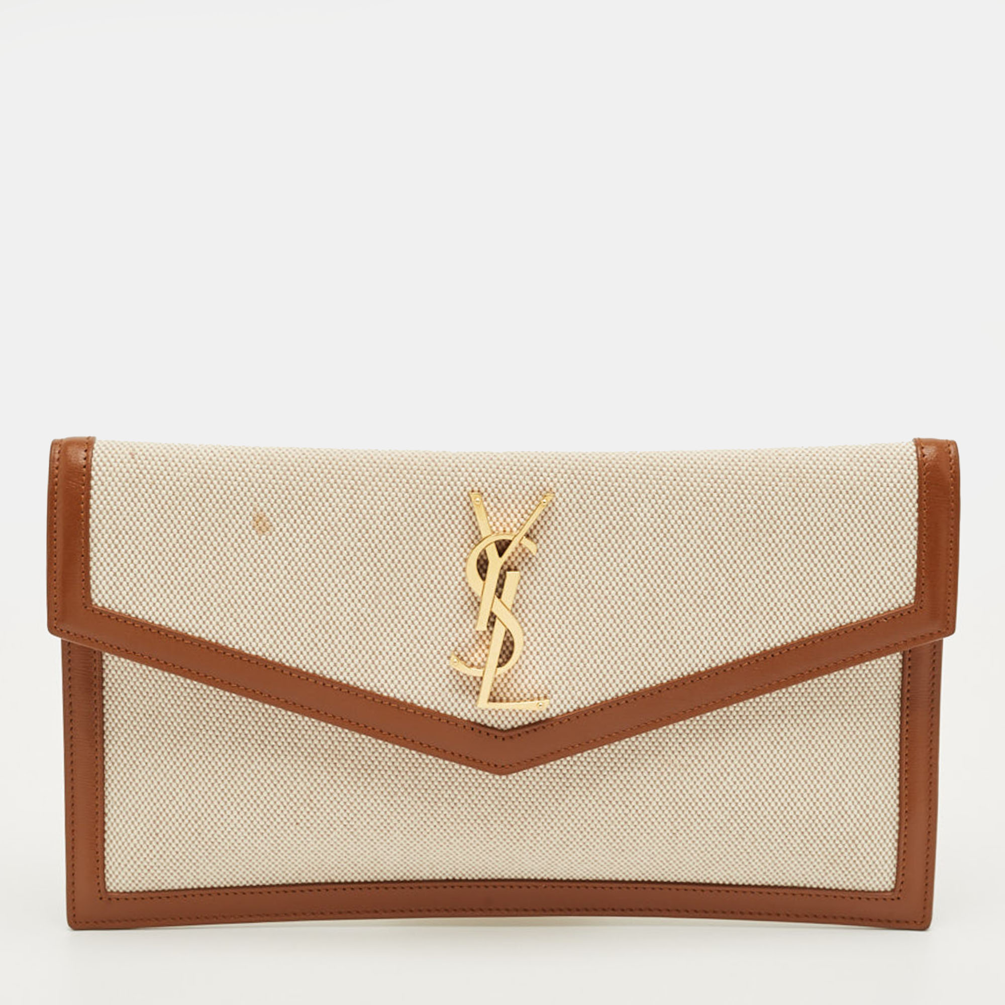 

Saint Laurent Brown/Natural Canvas Uptown Pouch