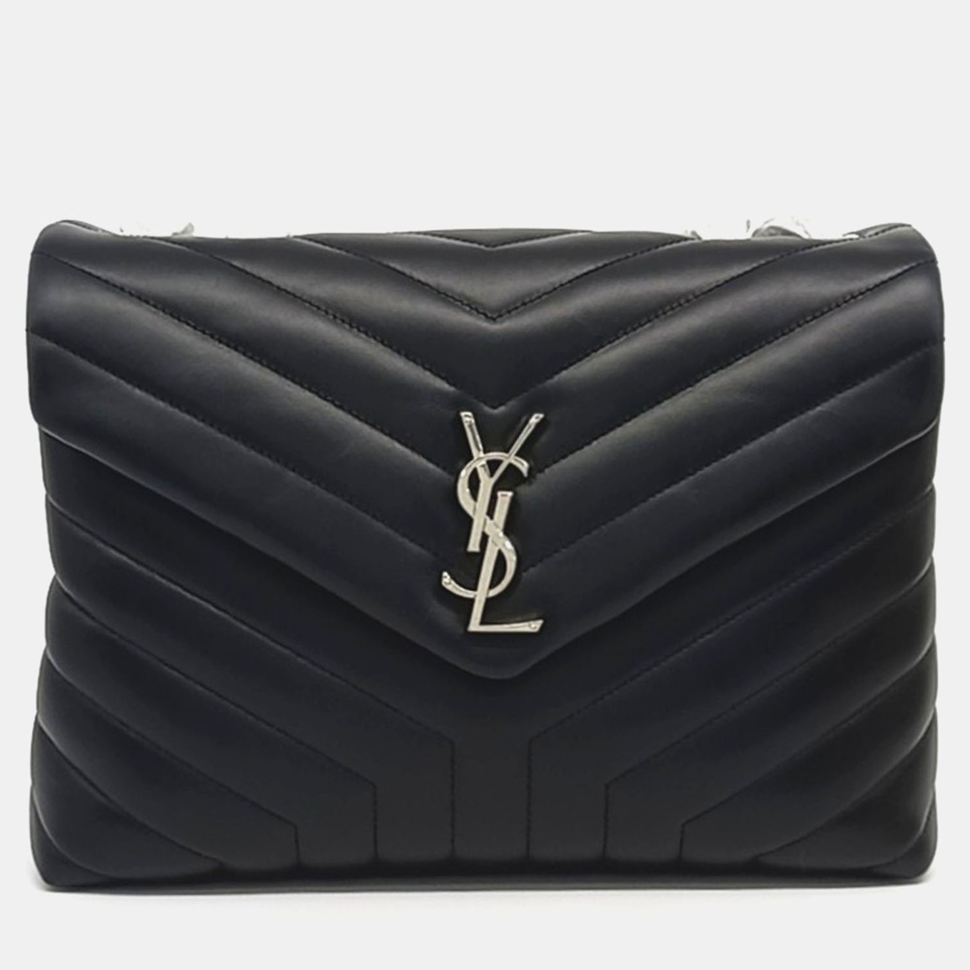 

Saint Laurent Paris Black Leather Monogram Lulu Bag Medium