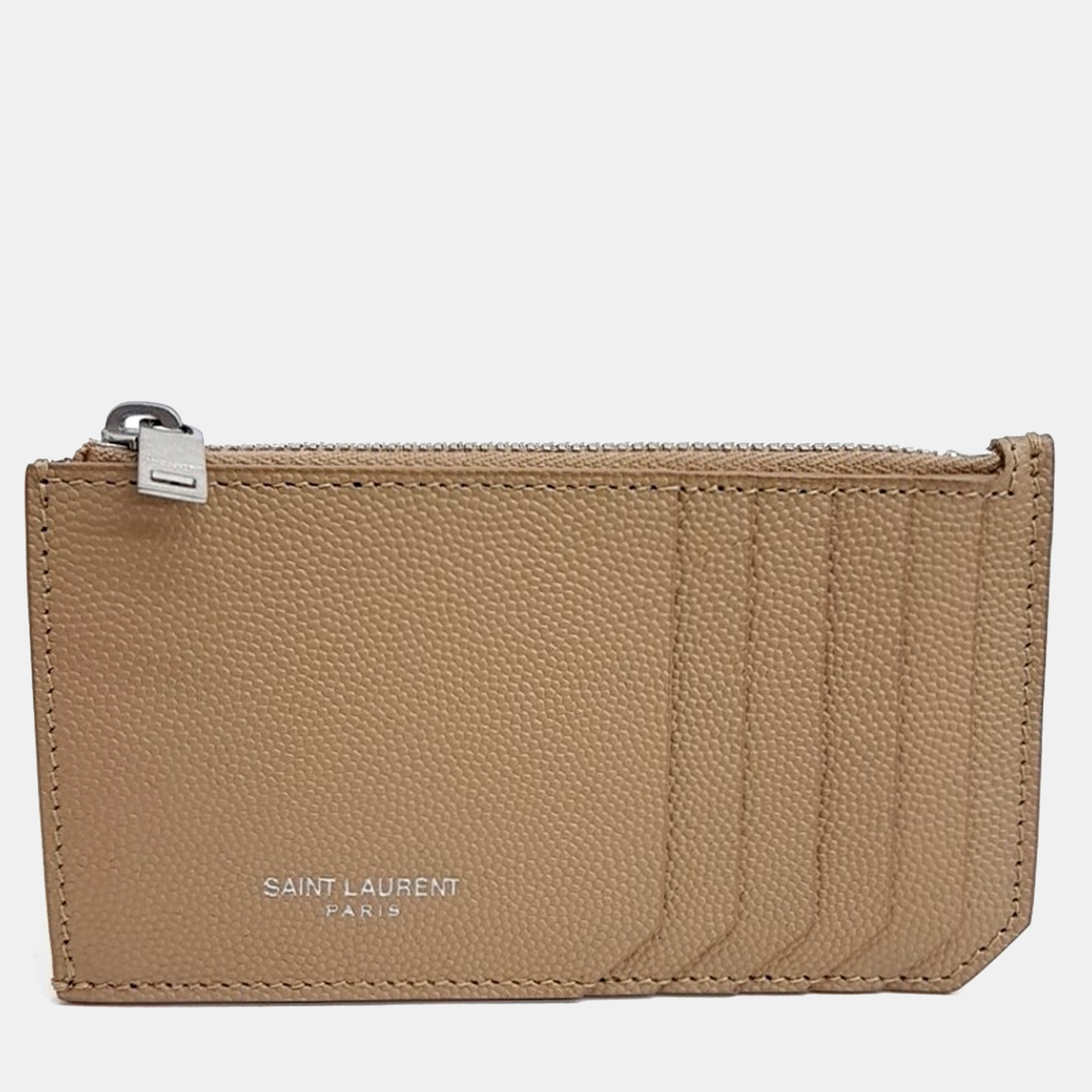 

Saint Laurent Paris Beige Leather card wallet