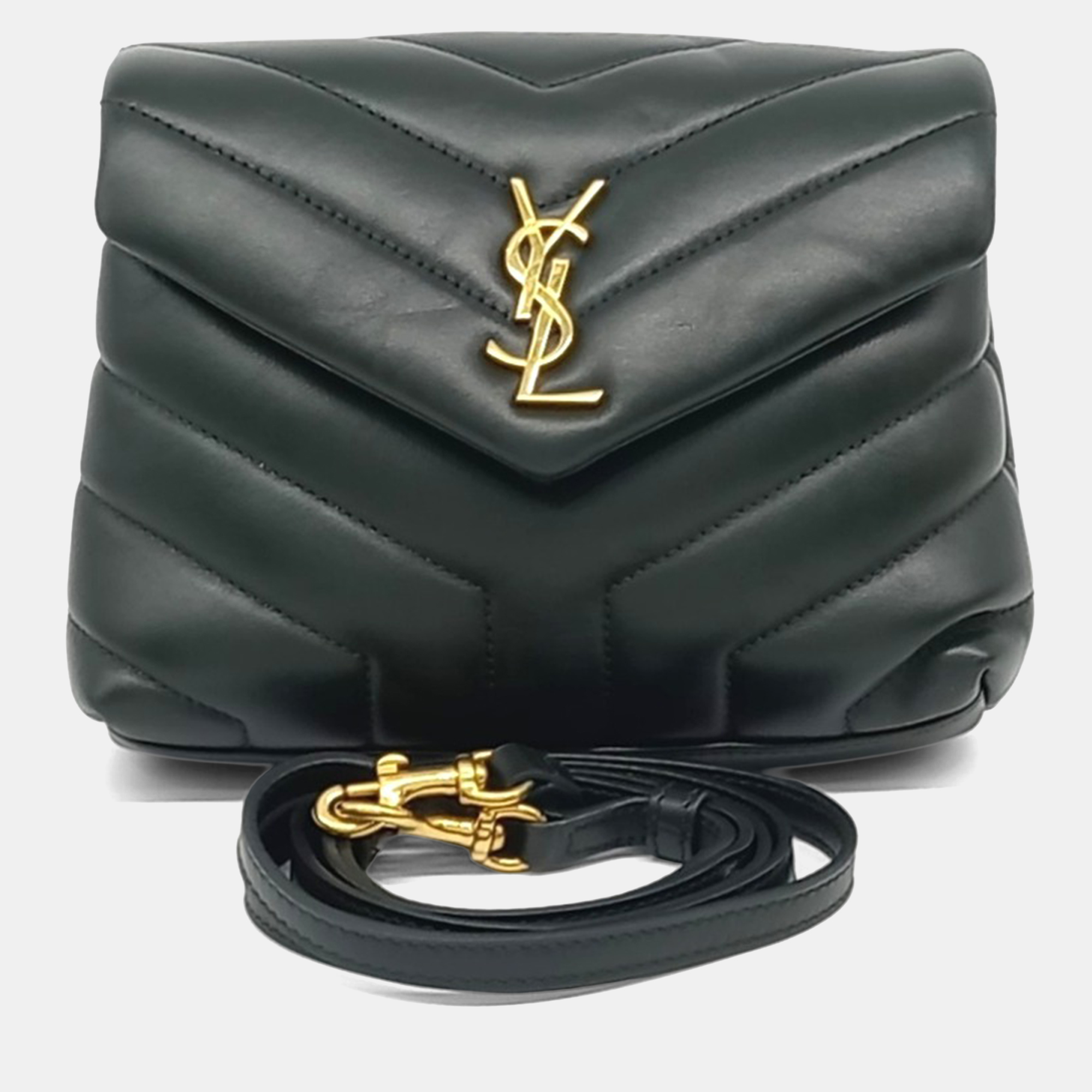 

Saint Laurent Paris Green Leather Monogram Lulu Toy Crossbody Bag