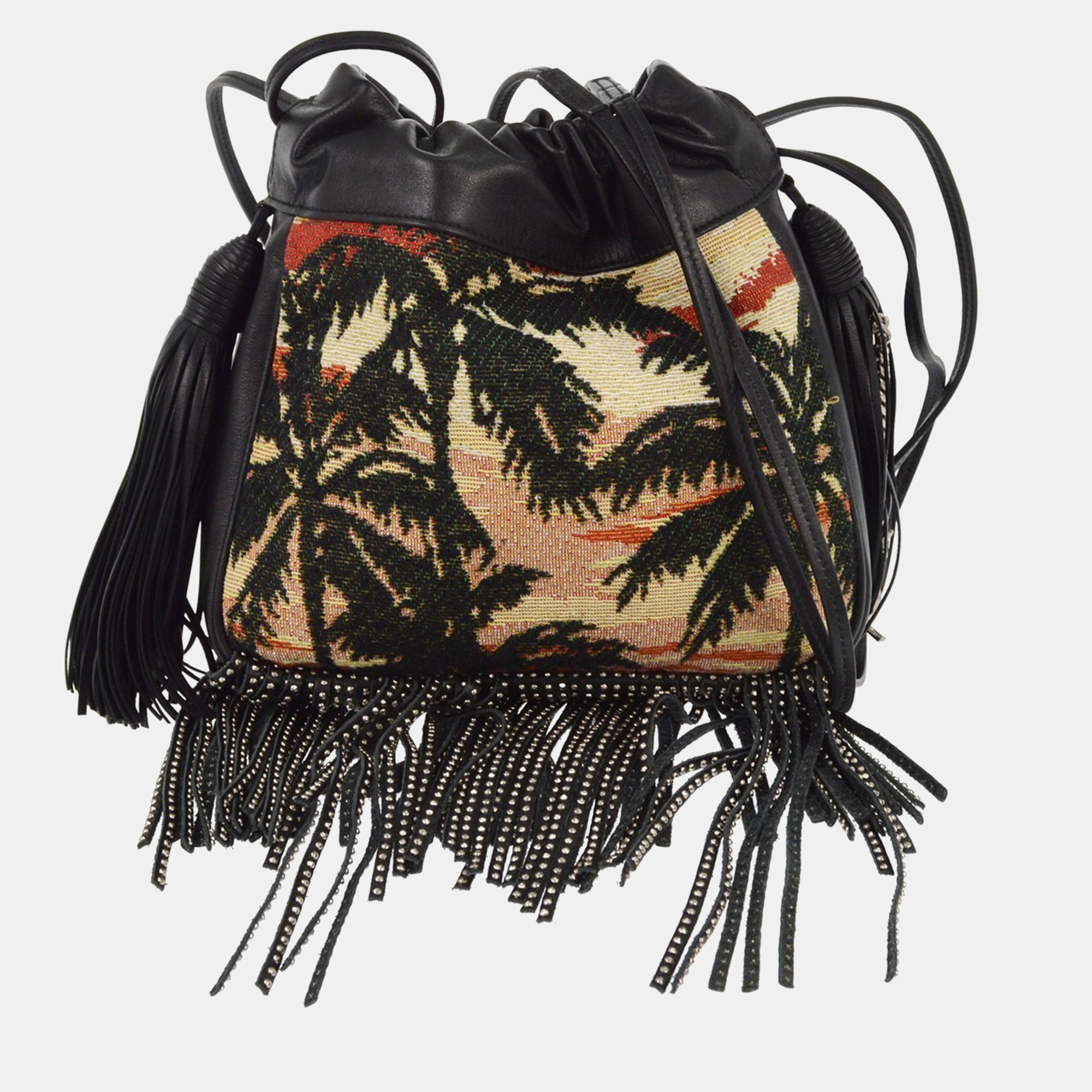 

Saint Laurent Black Helena Bucket Bag Fringe Shoulder Bag