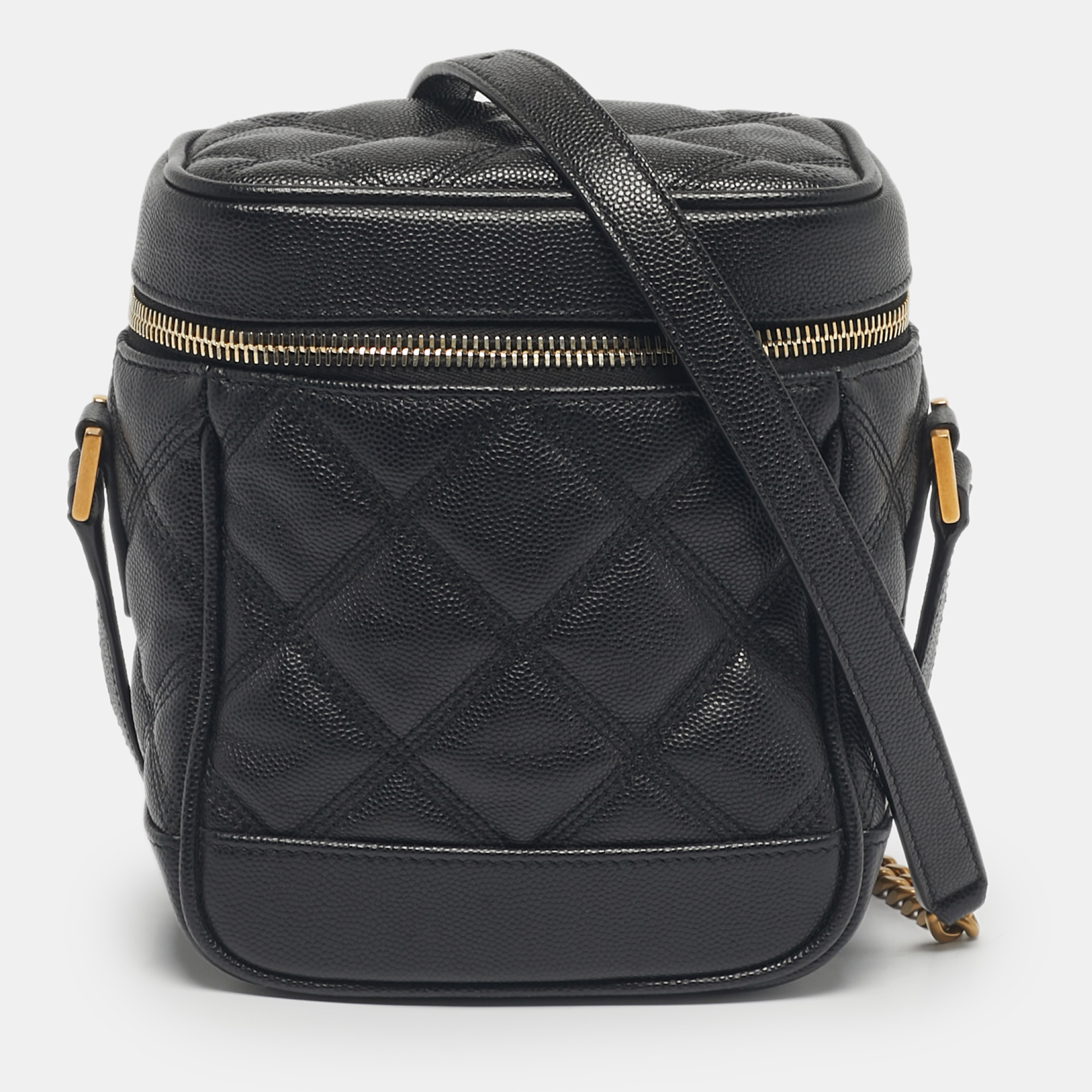 

Saint Laurent Black Quilted Leather 80's Vanity Shoulder Bag
