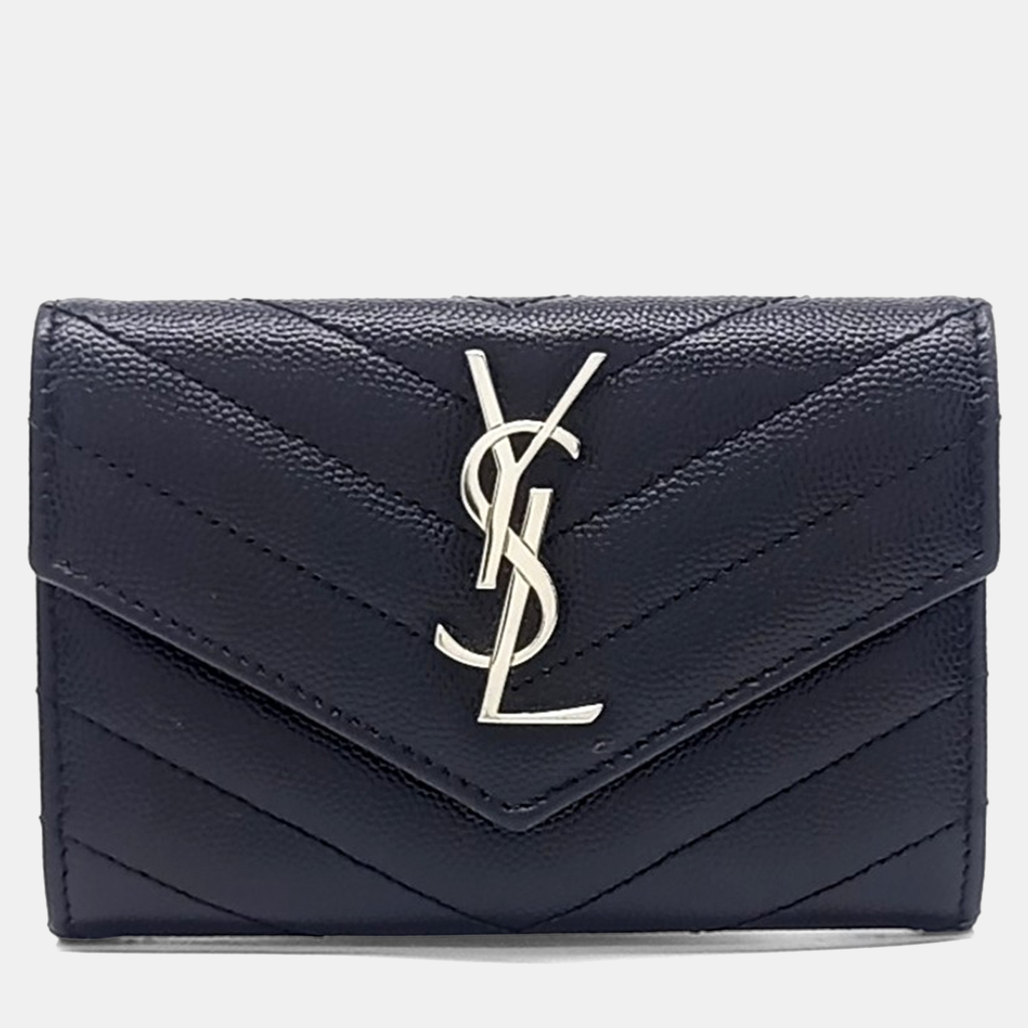 

Saint Laurent Paris Black Leather Monogram Half Wallet
