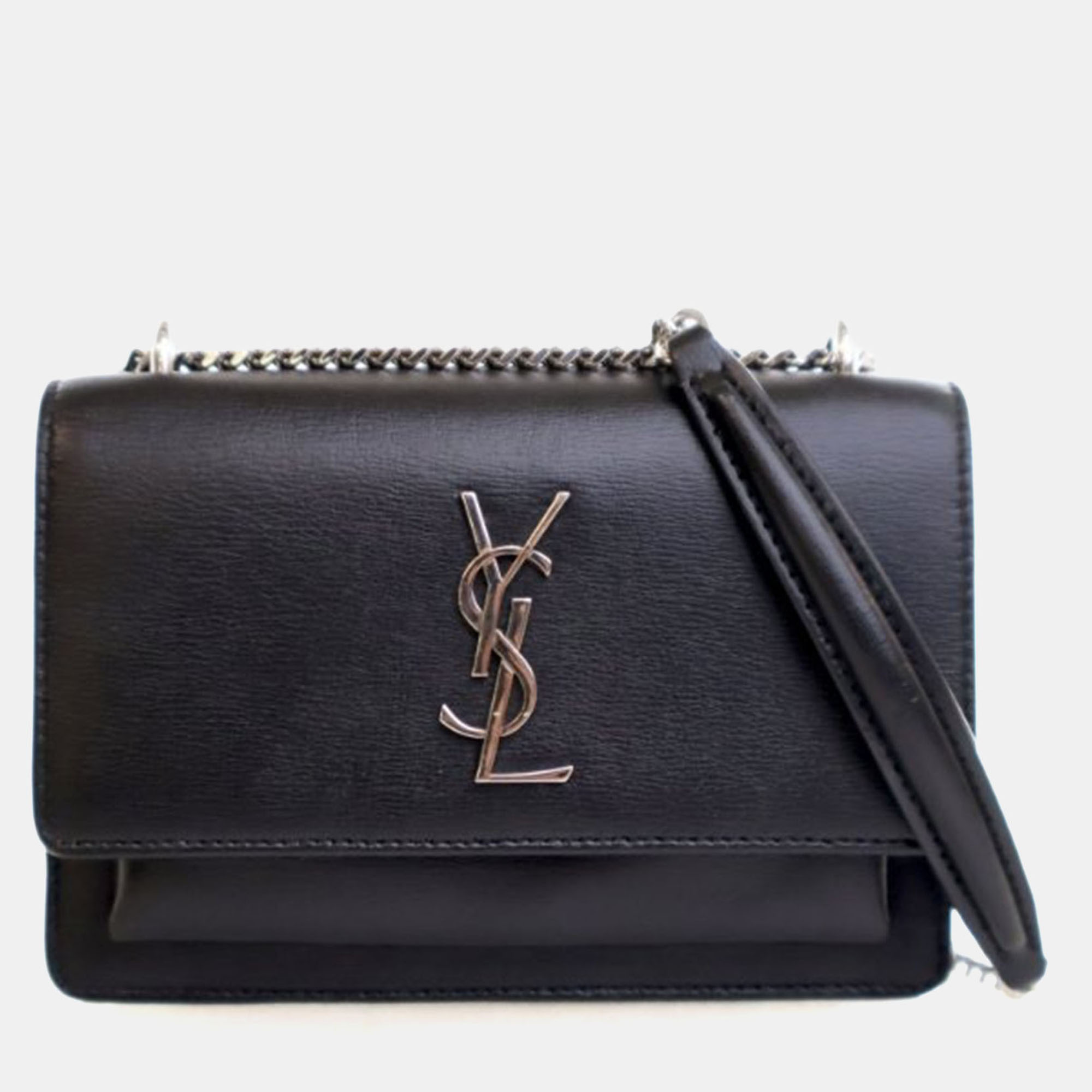 

Saint Laurent Mini Calfskin Sunset Flap Bag, Black