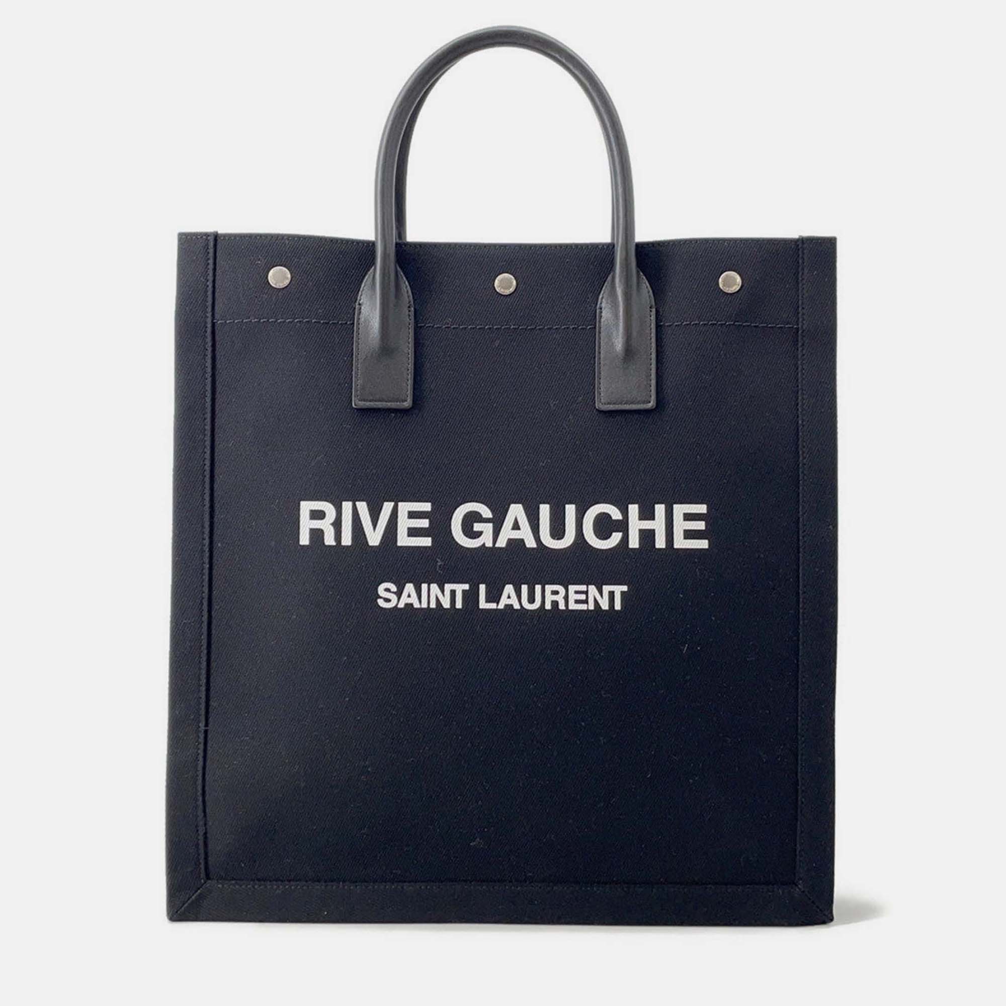 Pre-owned Saint Laurent Rive Gauche Tote Bag Black Canvas