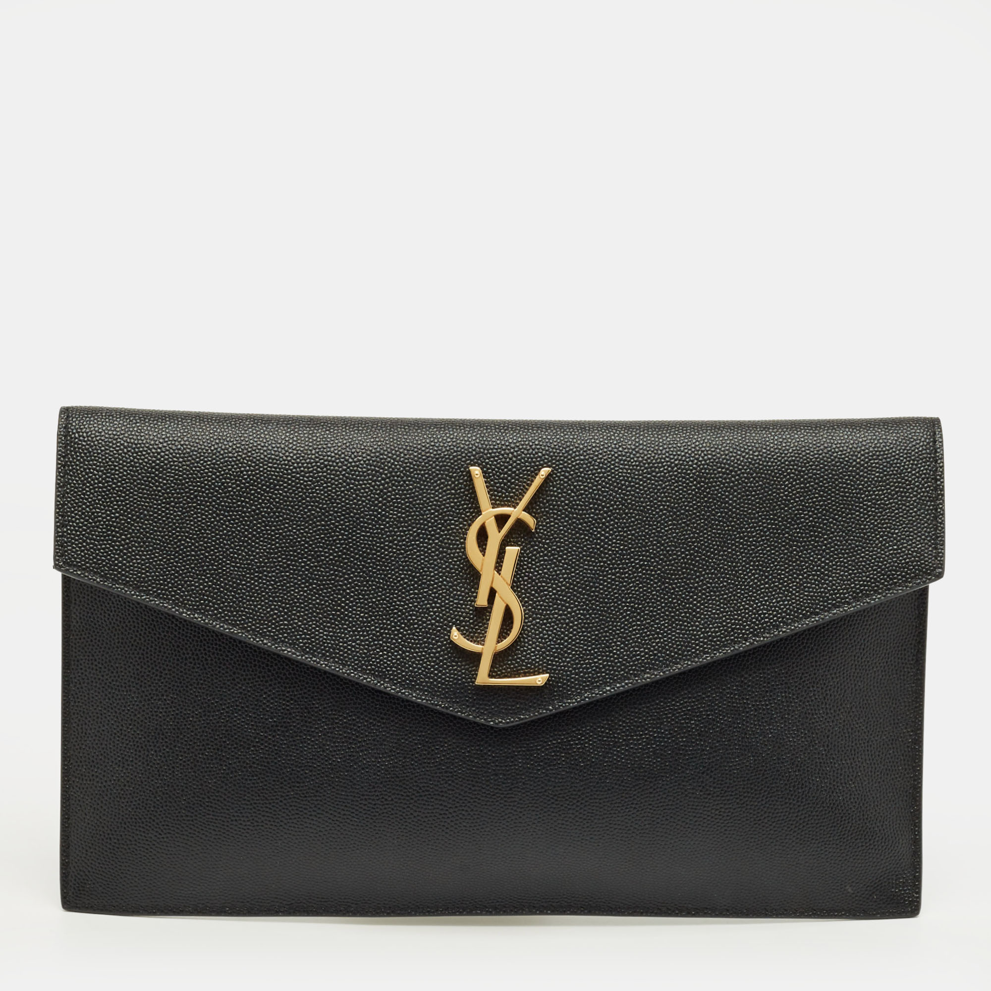 Pre-owned Saint Laurent Black Leather Uptown Pouch