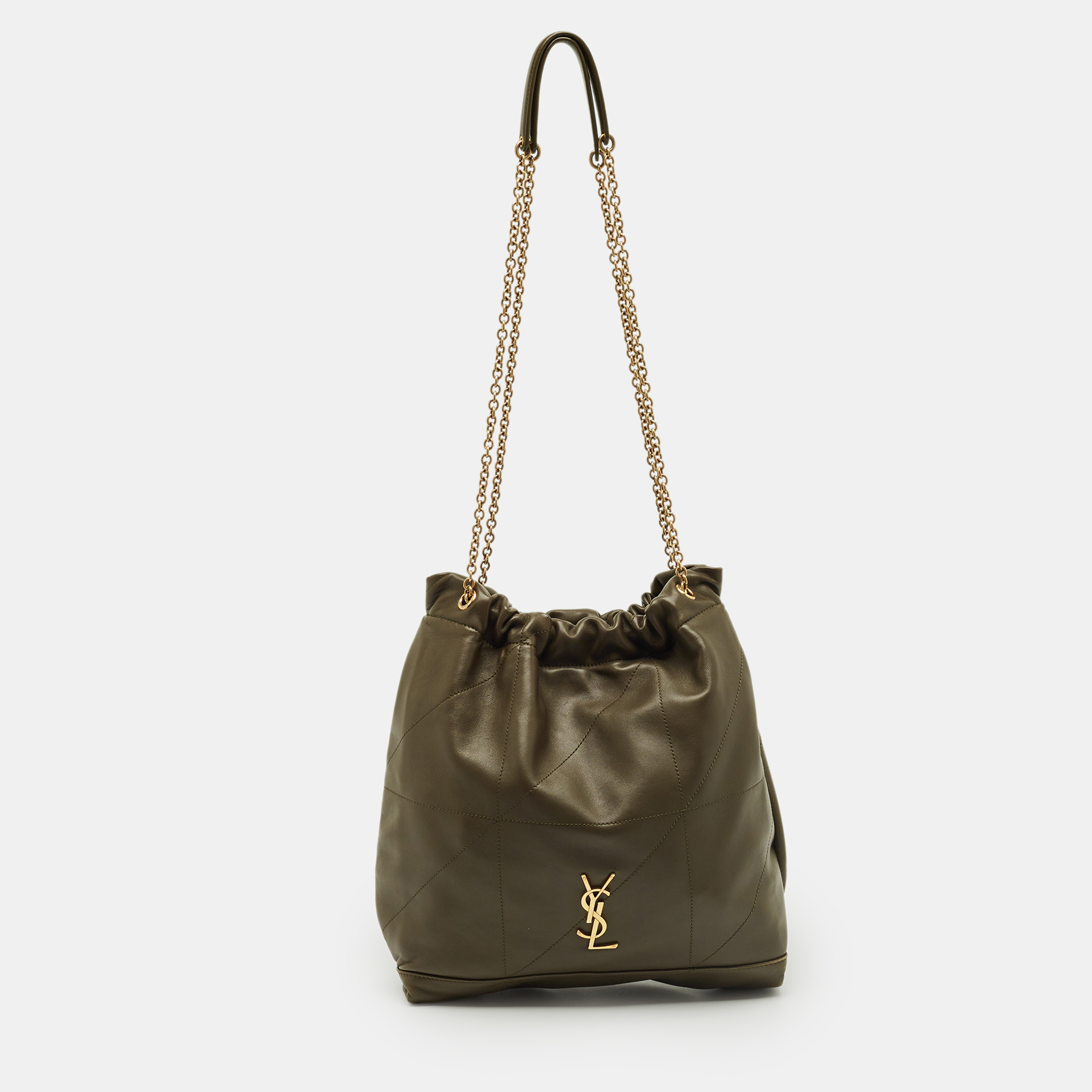 

Saint Laurent Olive Green Quilted Leather Jamie Pochon Shoulder Bag