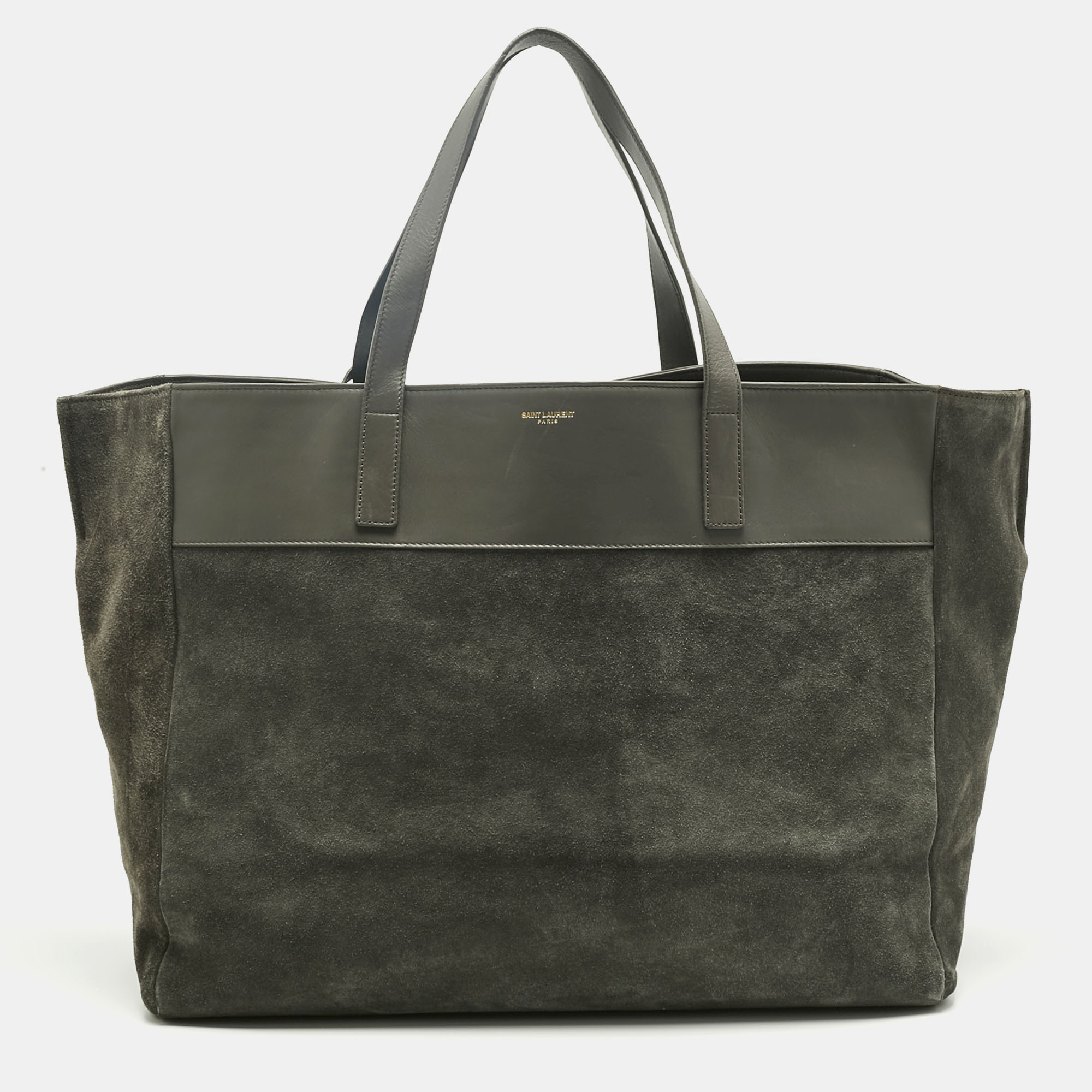 

Saint Laurent Grey Suede and Leather Suede Reversible Shopper Tote
